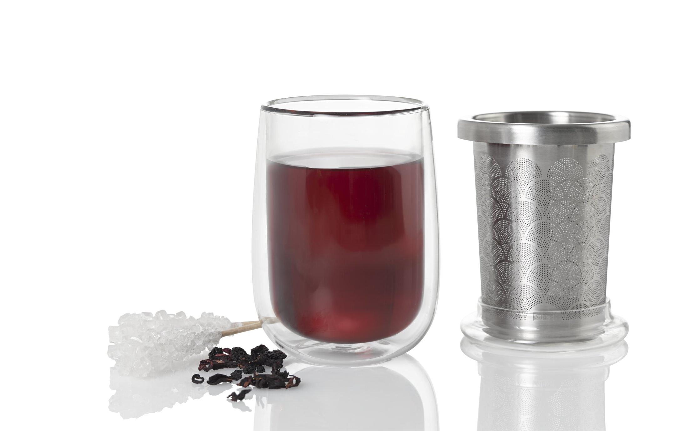 AdHoc Tee-Set Fusion Glass 400 ml, 1 Stück, Silber/Transparent