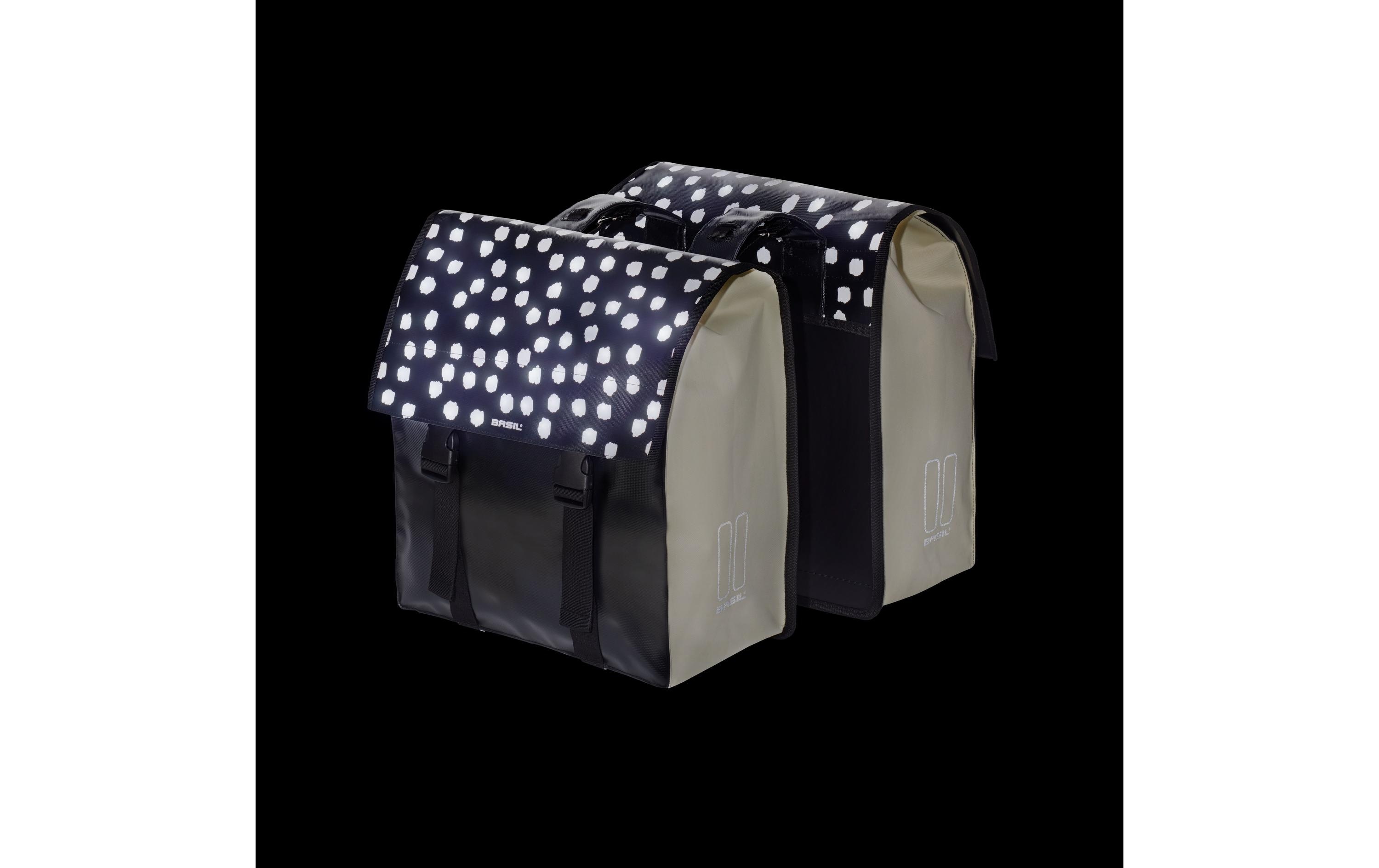 BASIL Doppelseitentasche Urban Load Schwarz reflective/Weiss BASIL Doppelseitentasche Urban Load Schwarz reflective/Weiss