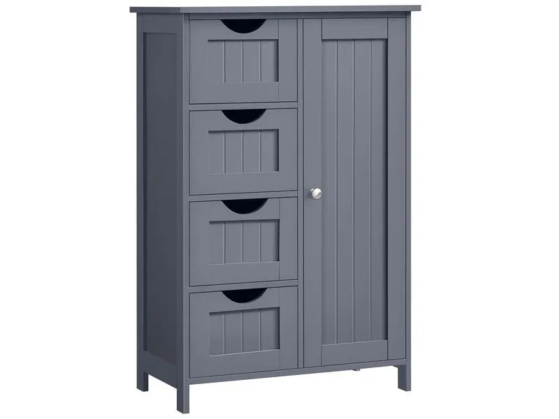 VASAGLE Regal mit 4 Schubladen 55 x 82 cm, Dunkelgrau