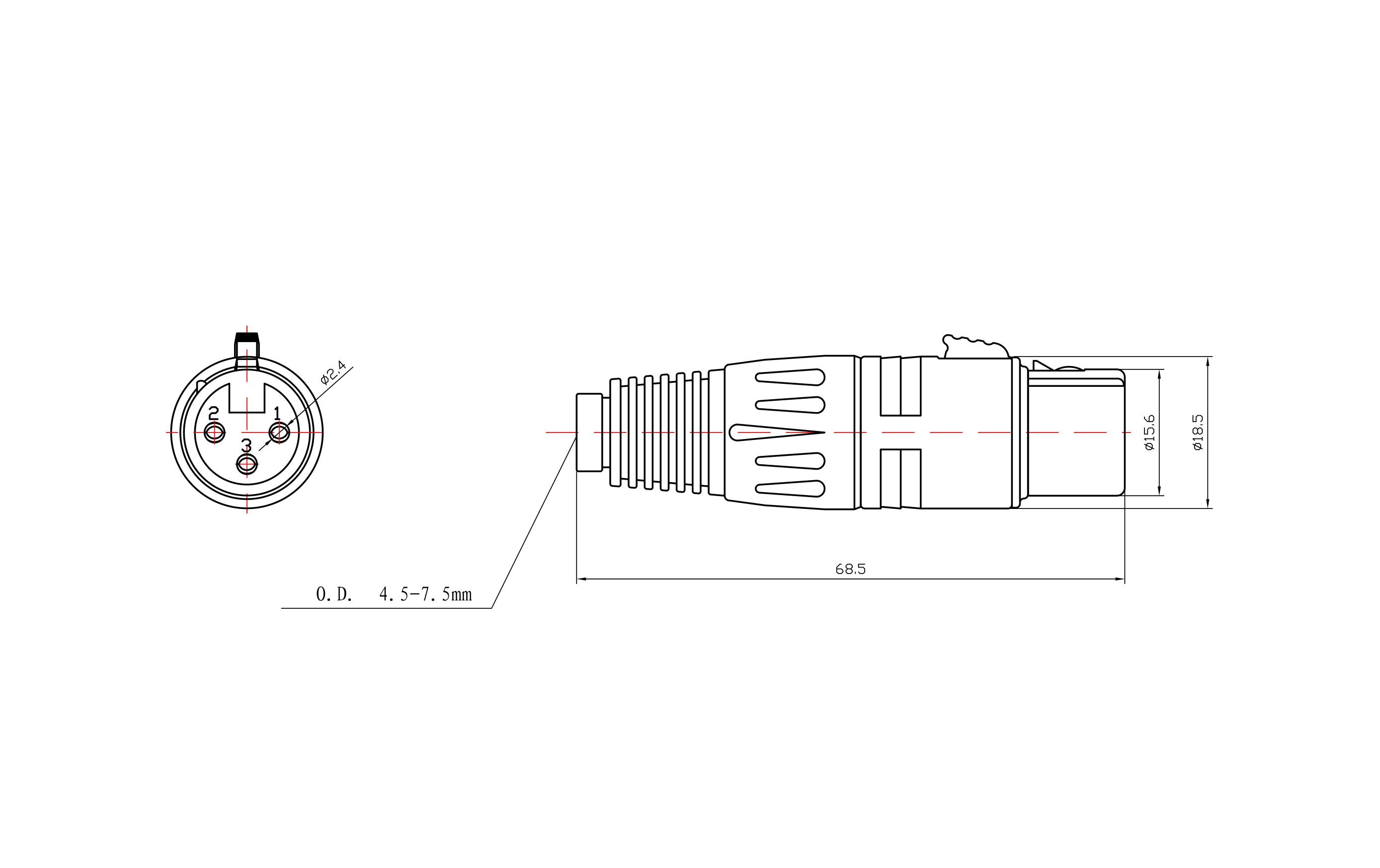 Bemero Stecker BC1001BK-F 3-Pol XLRf female Stecker schwarz