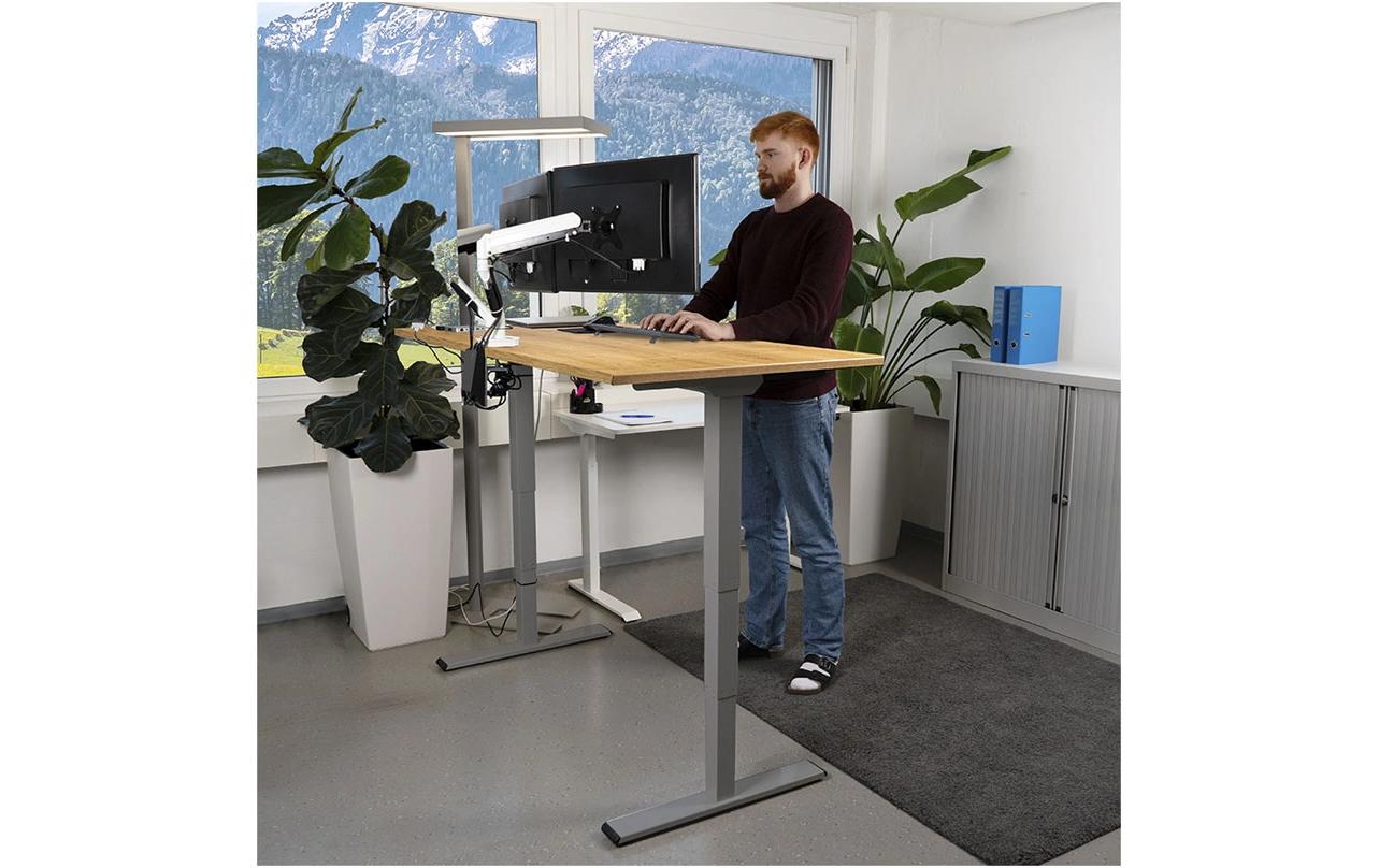 Contini höhenverstellbarer Bürotisch 1.6 m x 0.8 m, Eiche, Grau