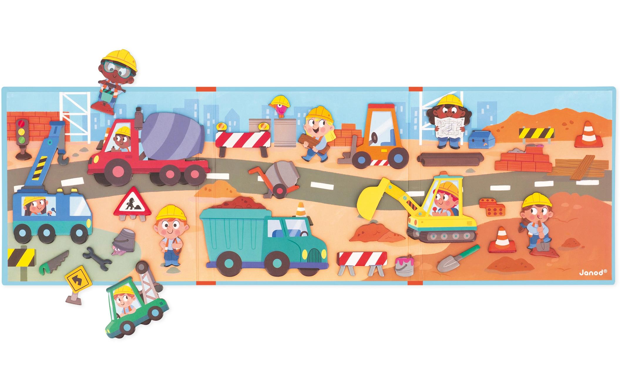 Janod Beschäftigungsspielzeug Magnetistories Baustelle