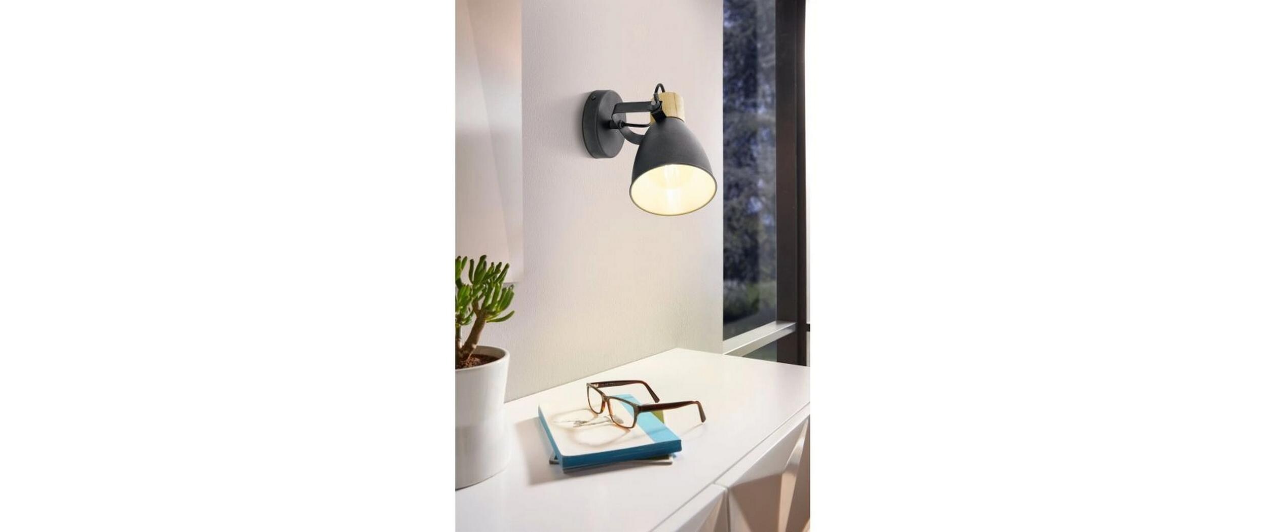 EGLO Leuchten Aufbauspot COSWARTH anthrazit-Holz exkl. E27 1x25W