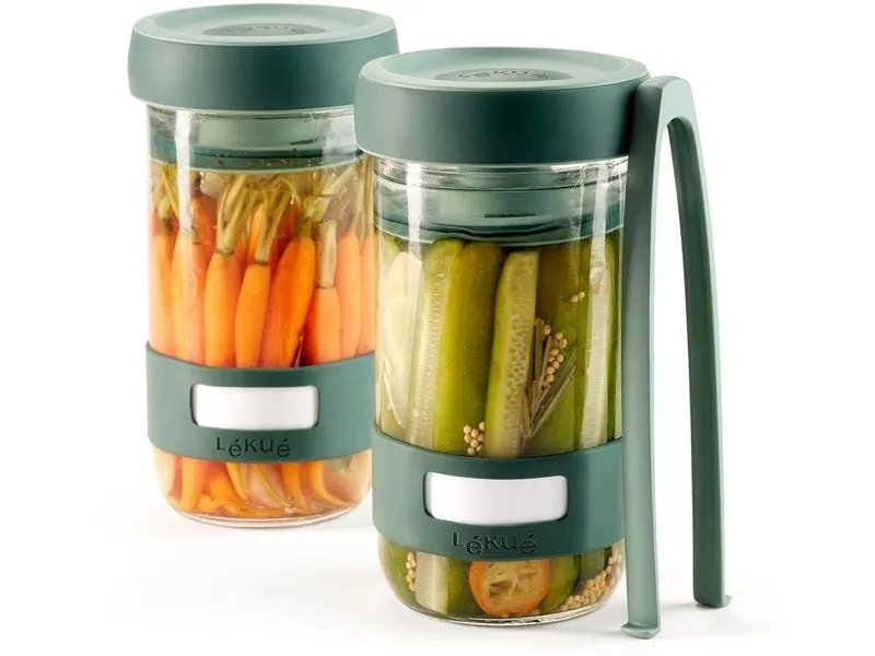 Lékué Fermentationsglas 700 ml, Glas, Blau, 2 Stück