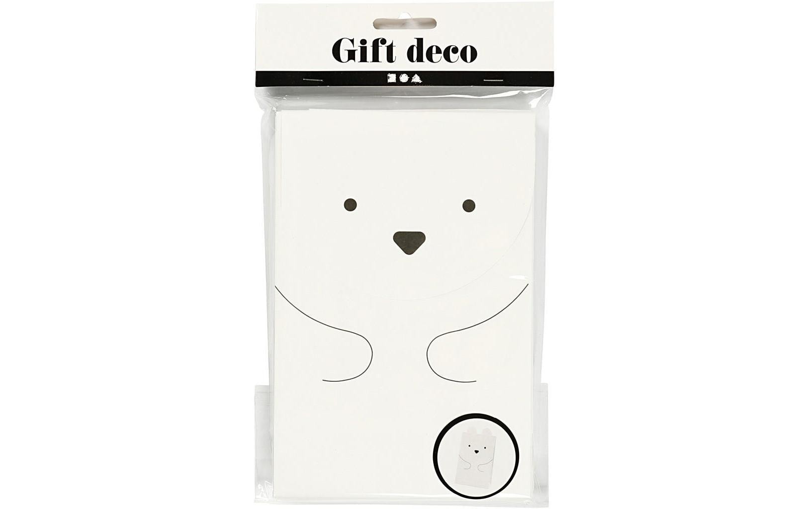 Creativ Company Geschenktüte Eisbär 6 x 12 x 18 cm, 6 Stück, Weiss