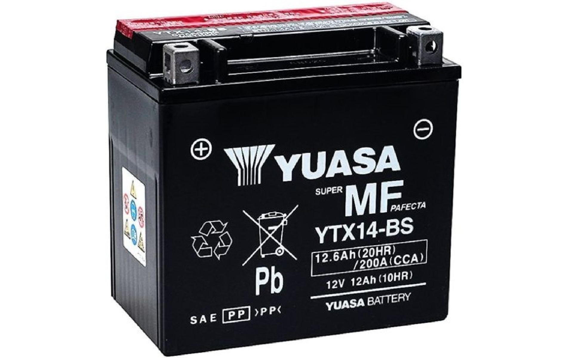 YUASA Motorradbatterie AGM 12 V/12.6Ah/200A
