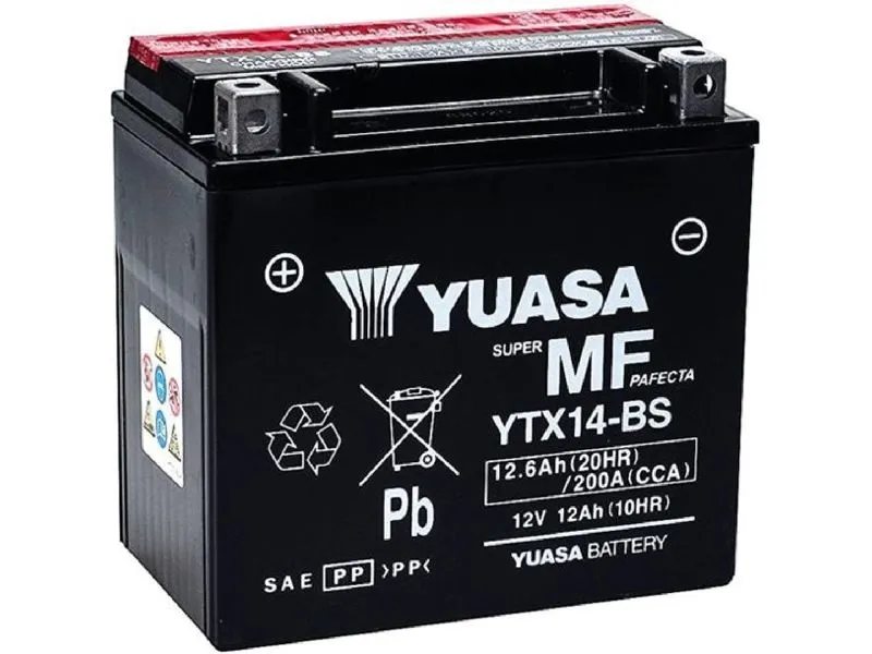 YUASA Motorradbatterie AGM 12 V/12.6Ah/200A