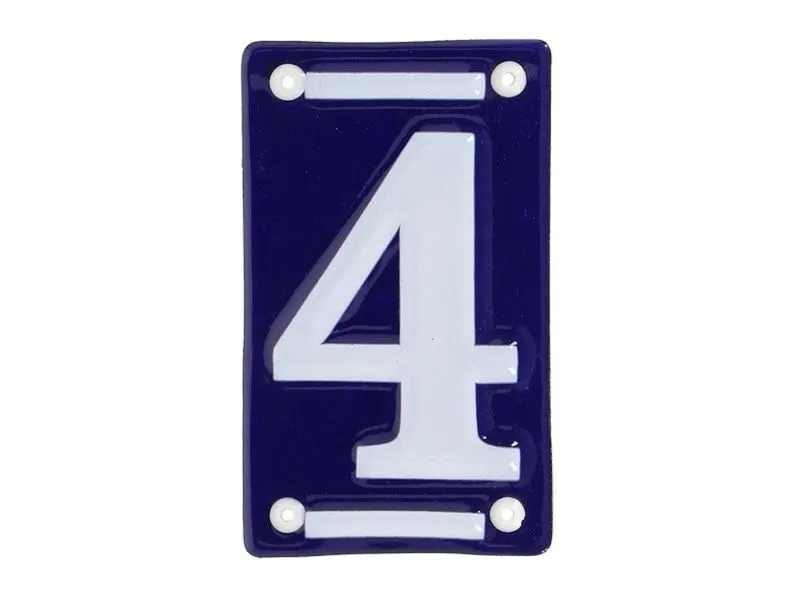 Esschert Design Hausnummer 4 7 cm, Blau/Weiss