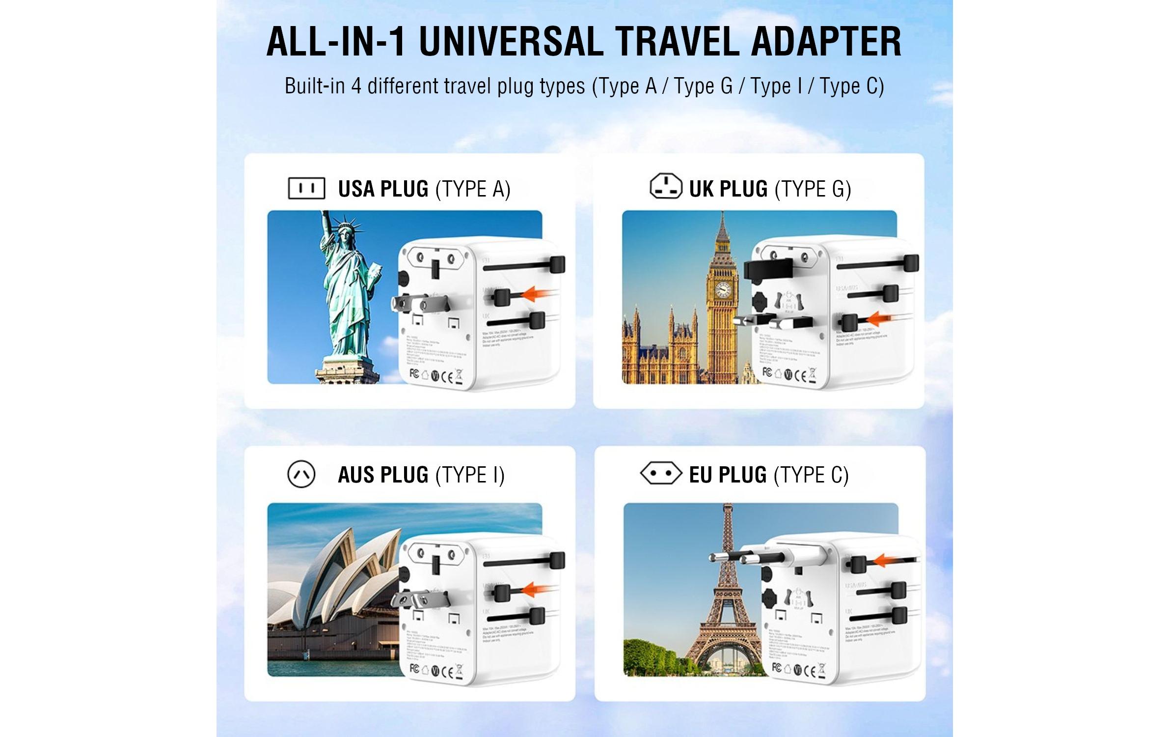 4smarts Weltreiseadapter Nomad GaN 20W 2C+1A, Weiss