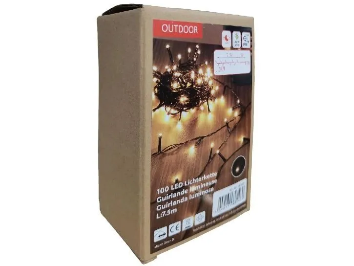 Dameco LED Outdoor Lichterkette 100 LED Länge 7.5m Weiss/Schwarz Dameco LED Outdoor Lichterkette 100 LED Länge 7.5m Weiss/Schwarz