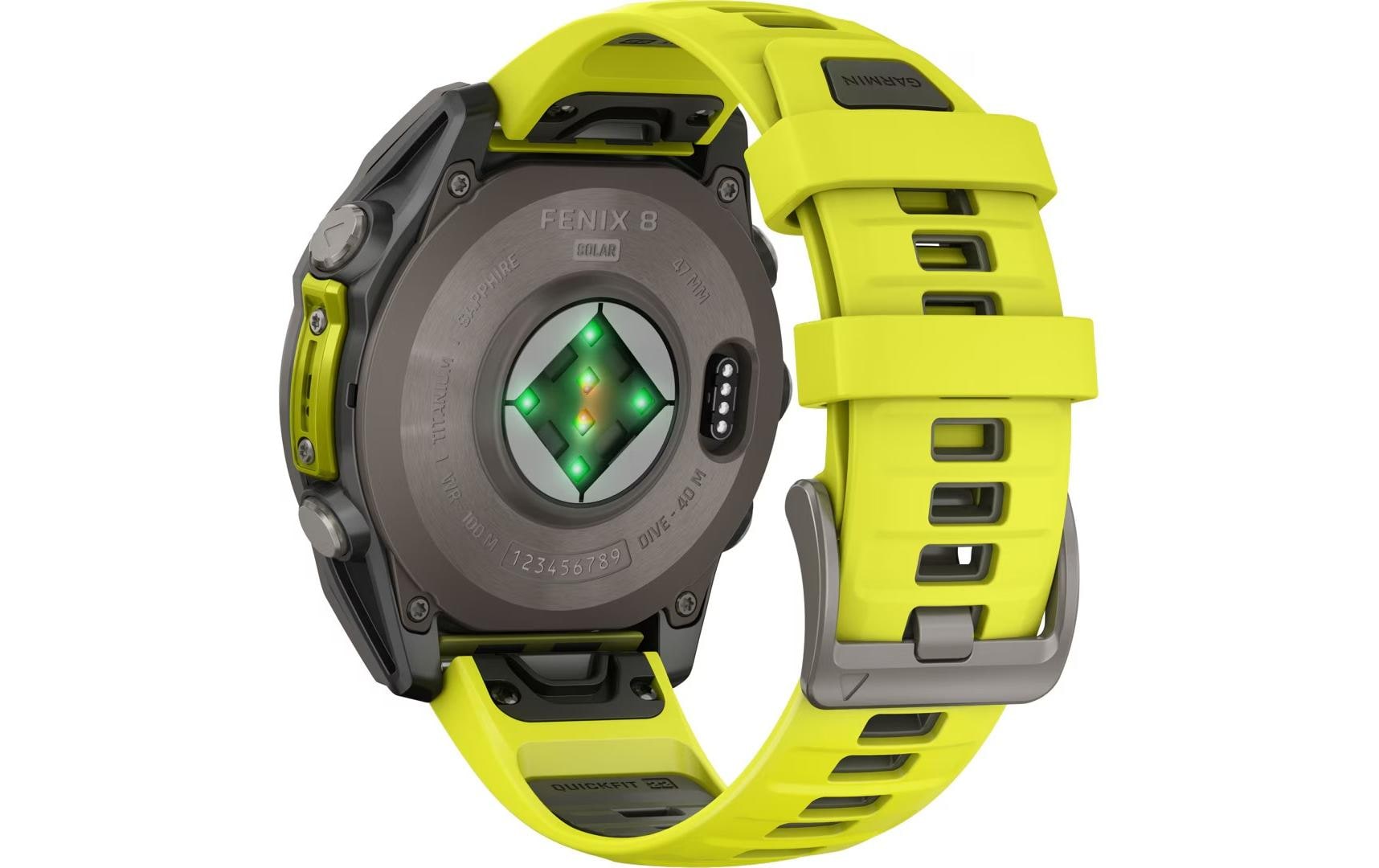 GARMIN Sportuhr Fenix 8 Solar Sapphire, 47 mm Gelb GARMIN Sportuhr Fenix 8 Solar Sapphire, 47 mm Gelb