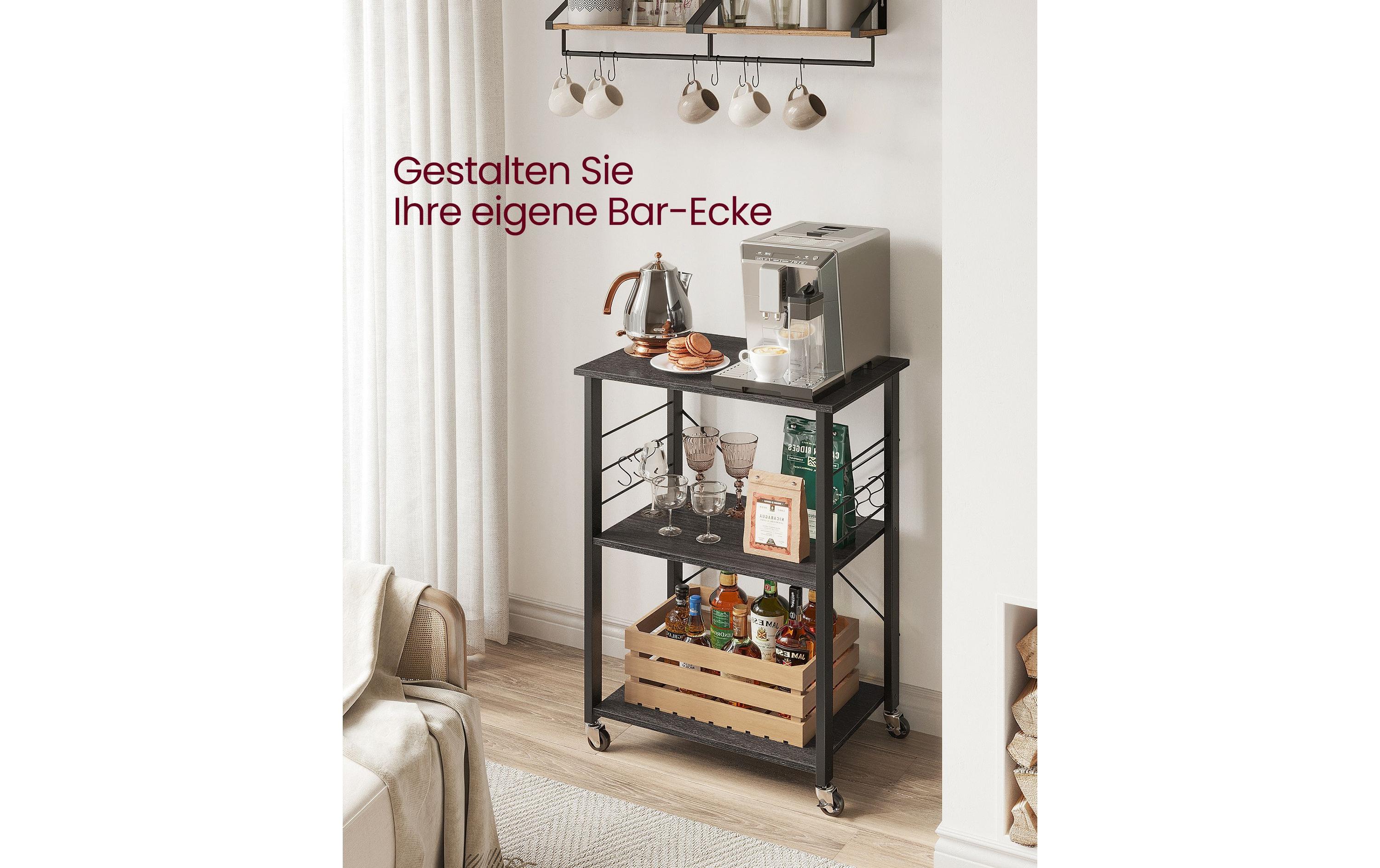 VASAGLE Küchenregal mit 3 Ablagen Schwarz