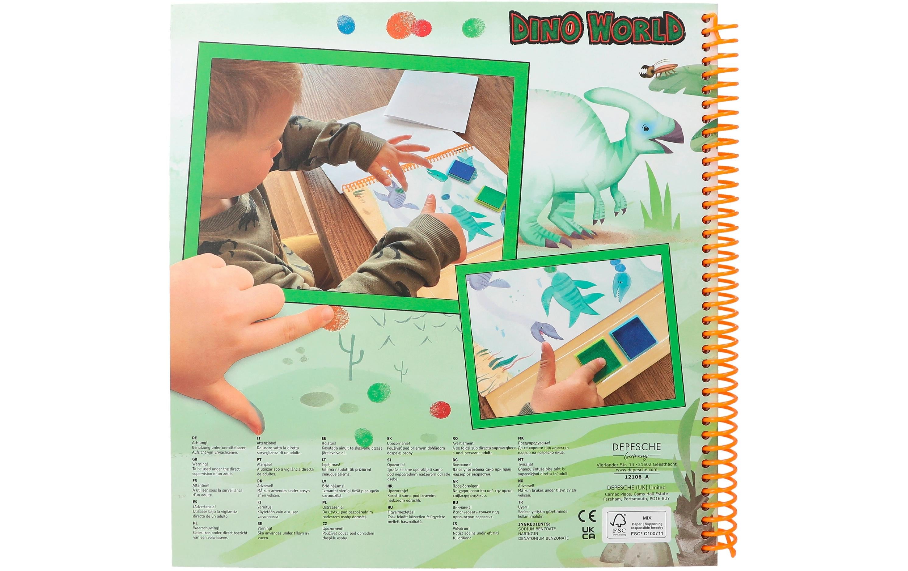Depesche Malset Dino World 25 Seiten, 4 Stempelfarben