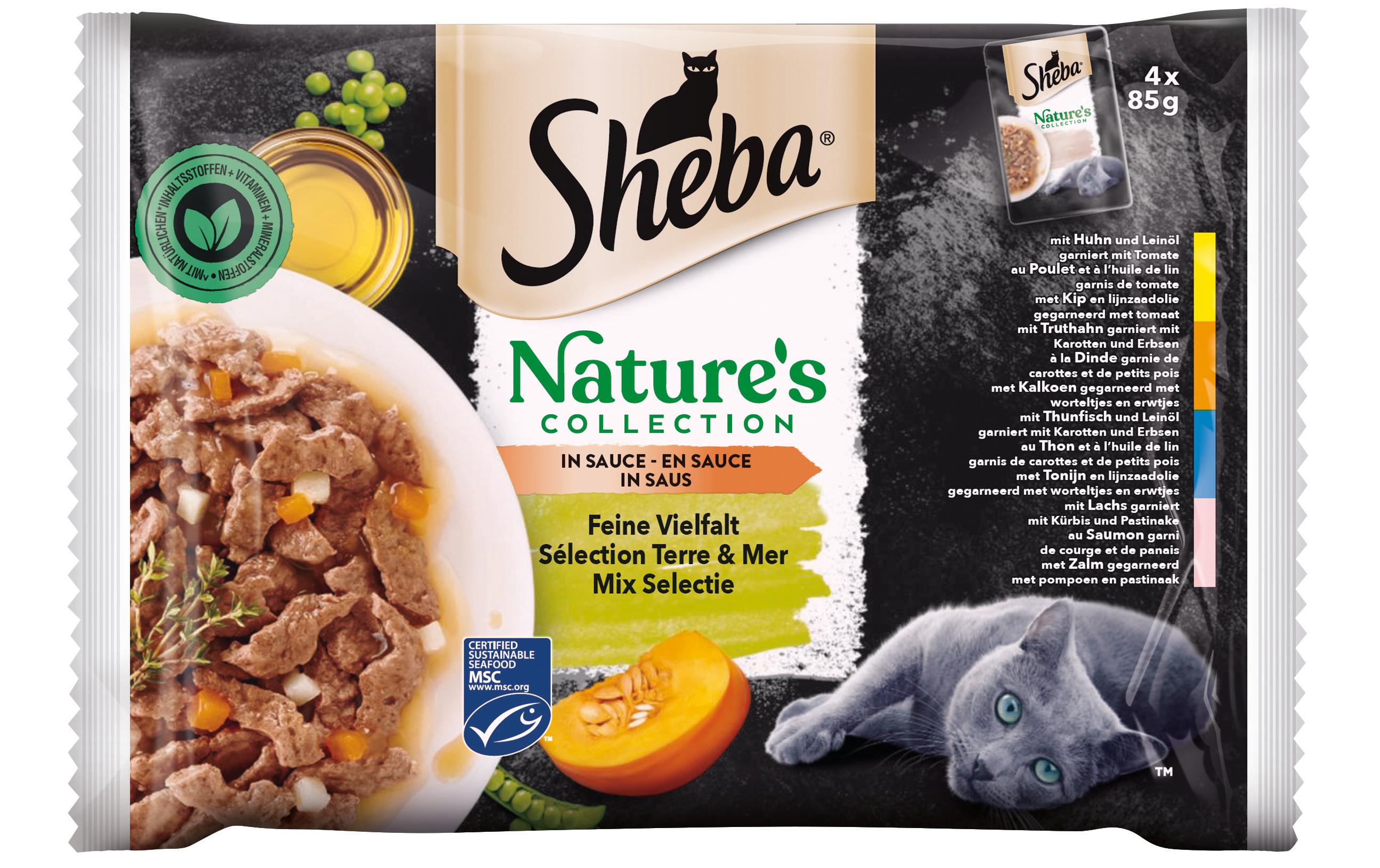Sheba Nassfutter Natures Collection Sauce – Feine Vielfalt, 4x85 g