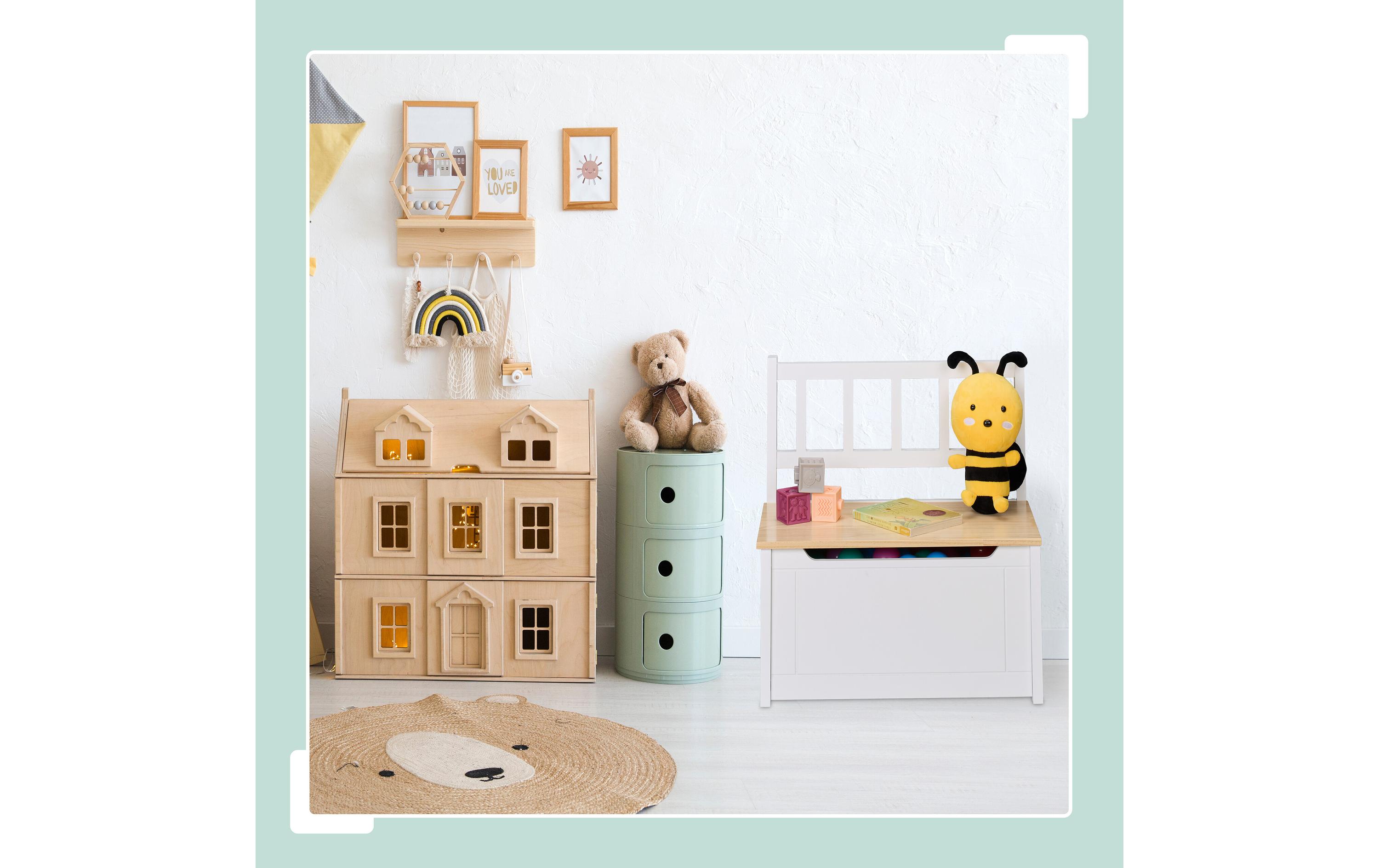 relaxdays Kindersitzbank Hellbraun; Weiss