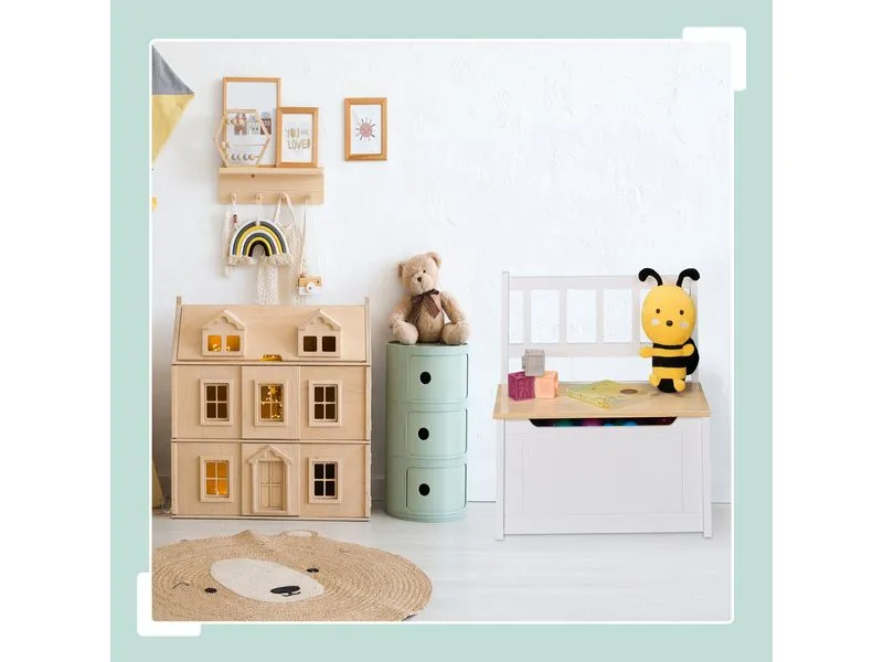 relaxdays Kindersitzbank Hellbraun; Weiss relaxdays Kindersitzbank Hellbraun; Weiss