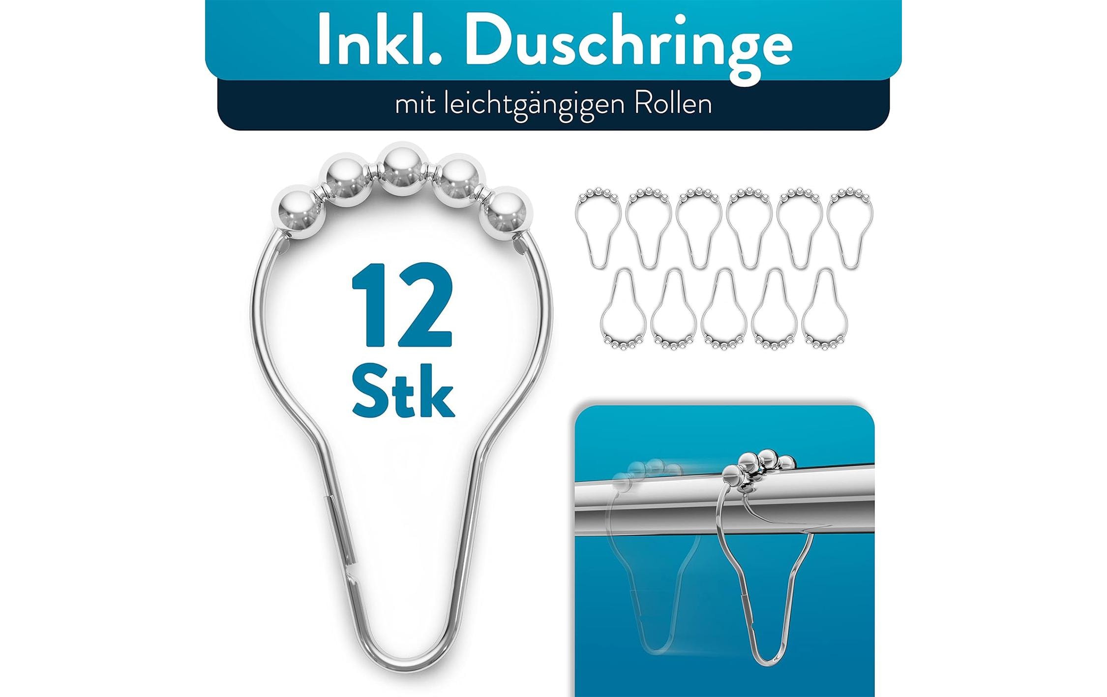 Benkstein Duschvorhangstange 6 x 124.5 cm, Silber