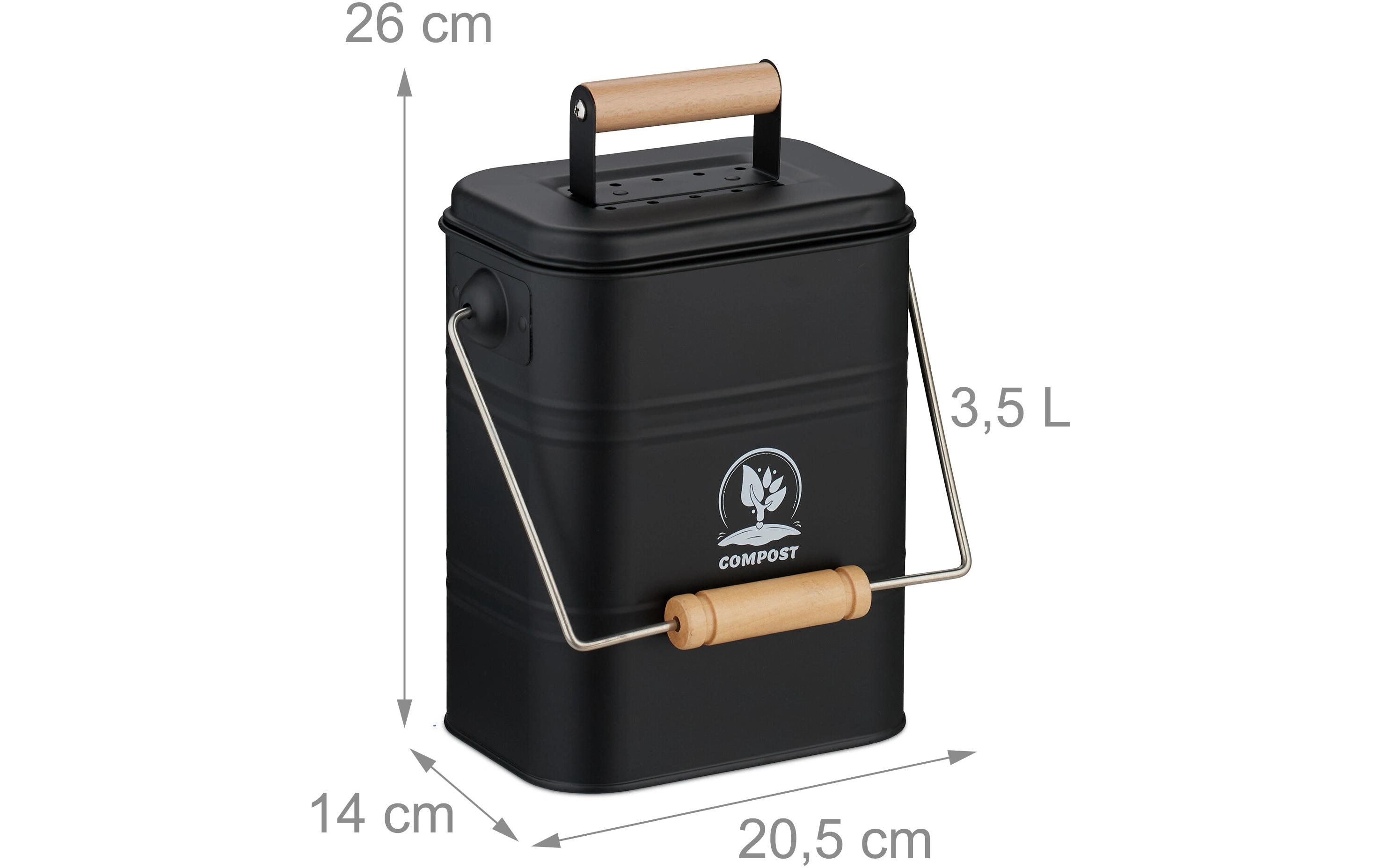 relaxdays Komposteimer 3.5 l, Hellbraun/Schwarz