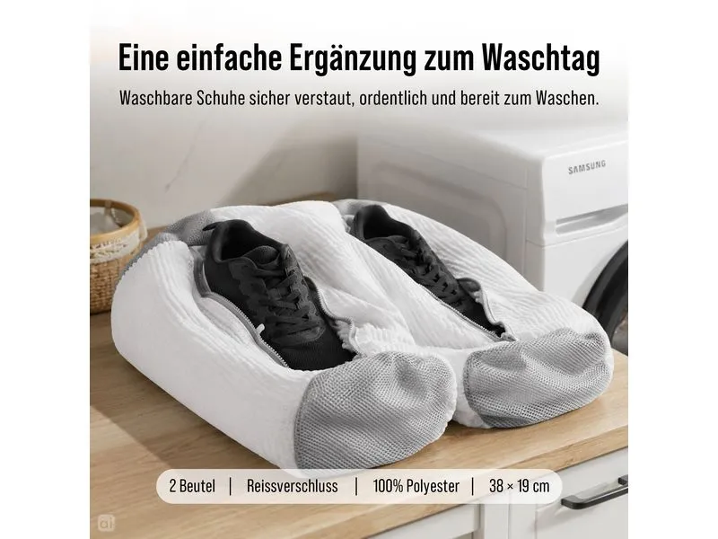 COCON Schuhwaschbeutel, 2er Set, Weiss/Grau