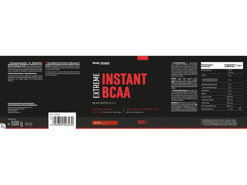 Body Attack Pulver Extreme Instant BCAA Ice Tea 500 g Body Attack Pulver Extreme Instant BCAA Ice Tea 500 g