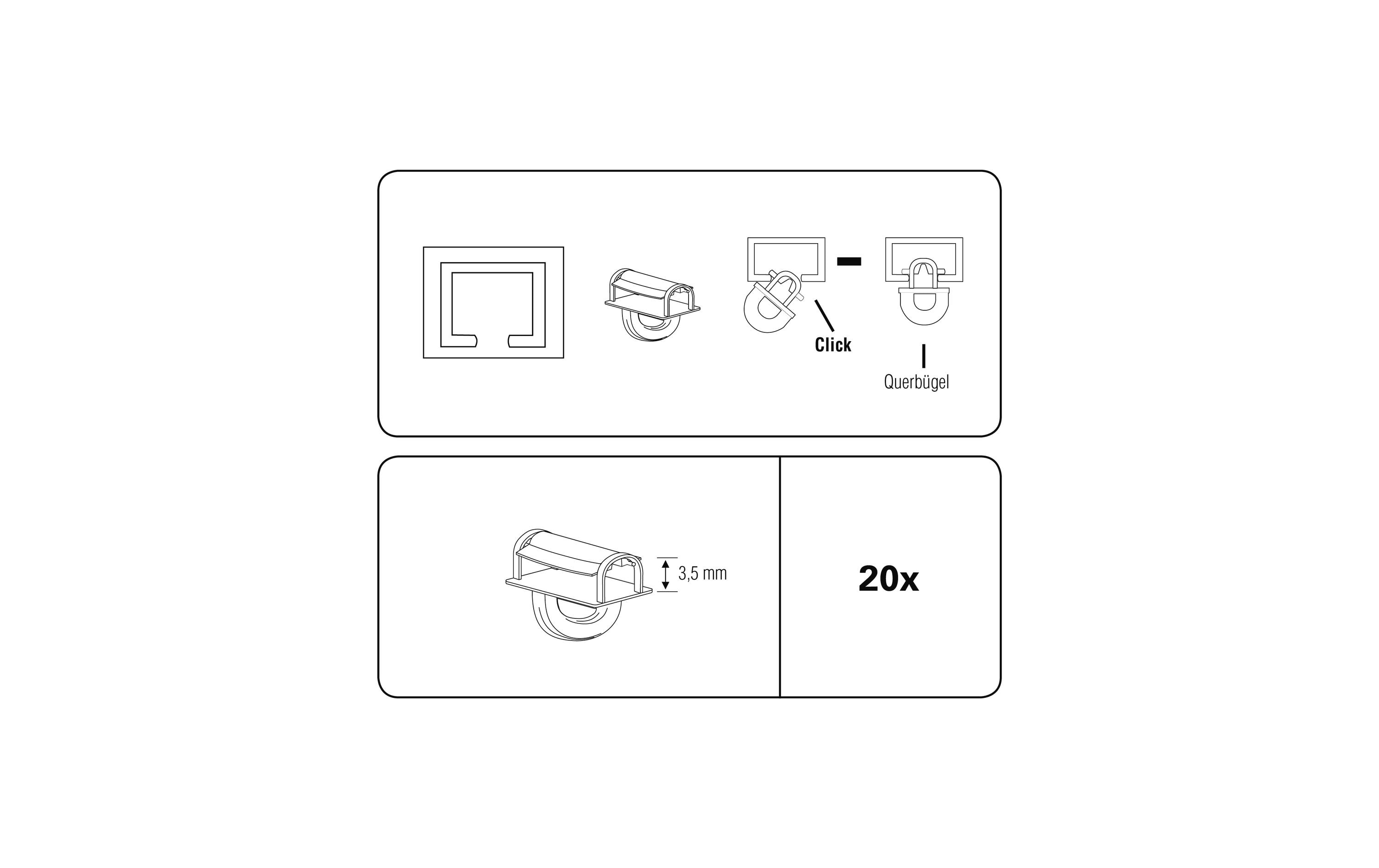 Gardinia Ösengleiter Mini klick 20 Stück Weiss