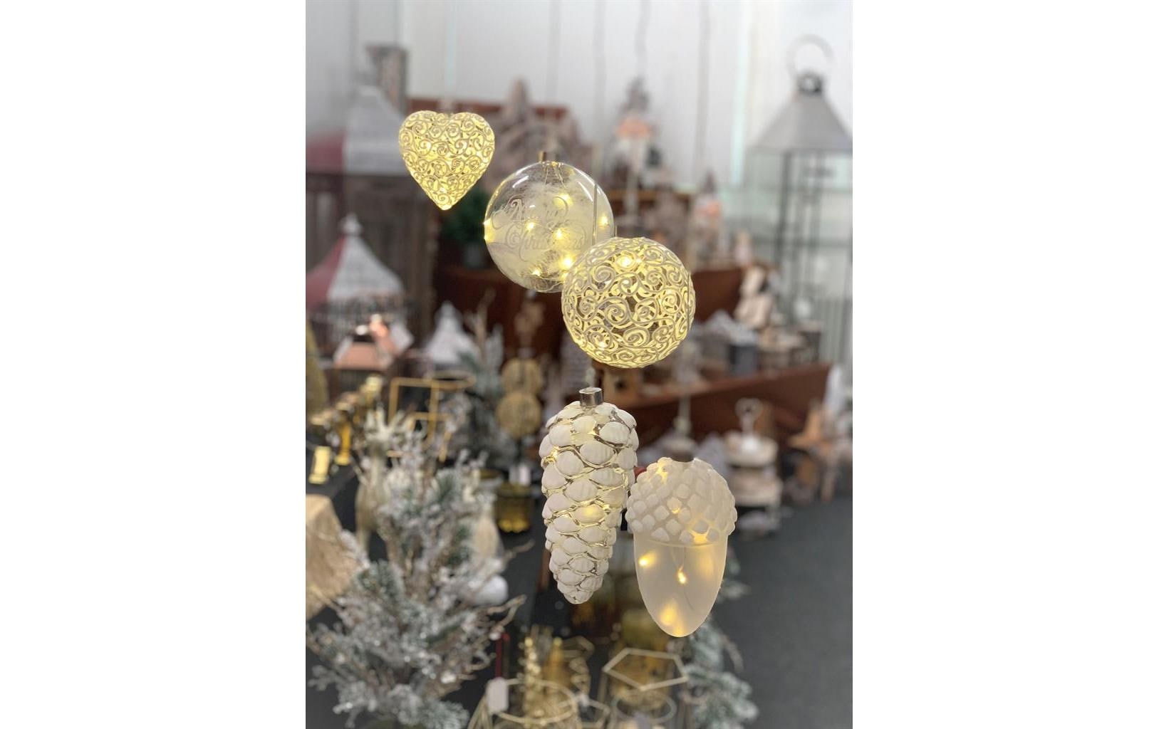 Dameco LED Glas Kugel Ornament, 10 cm, Rot/Transparent