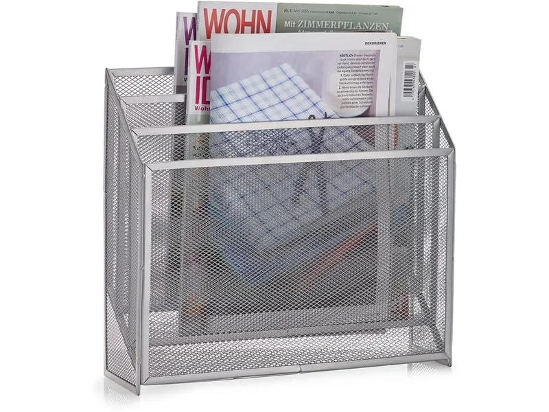 Zeller Present Zeitungsständer Mesh Silber