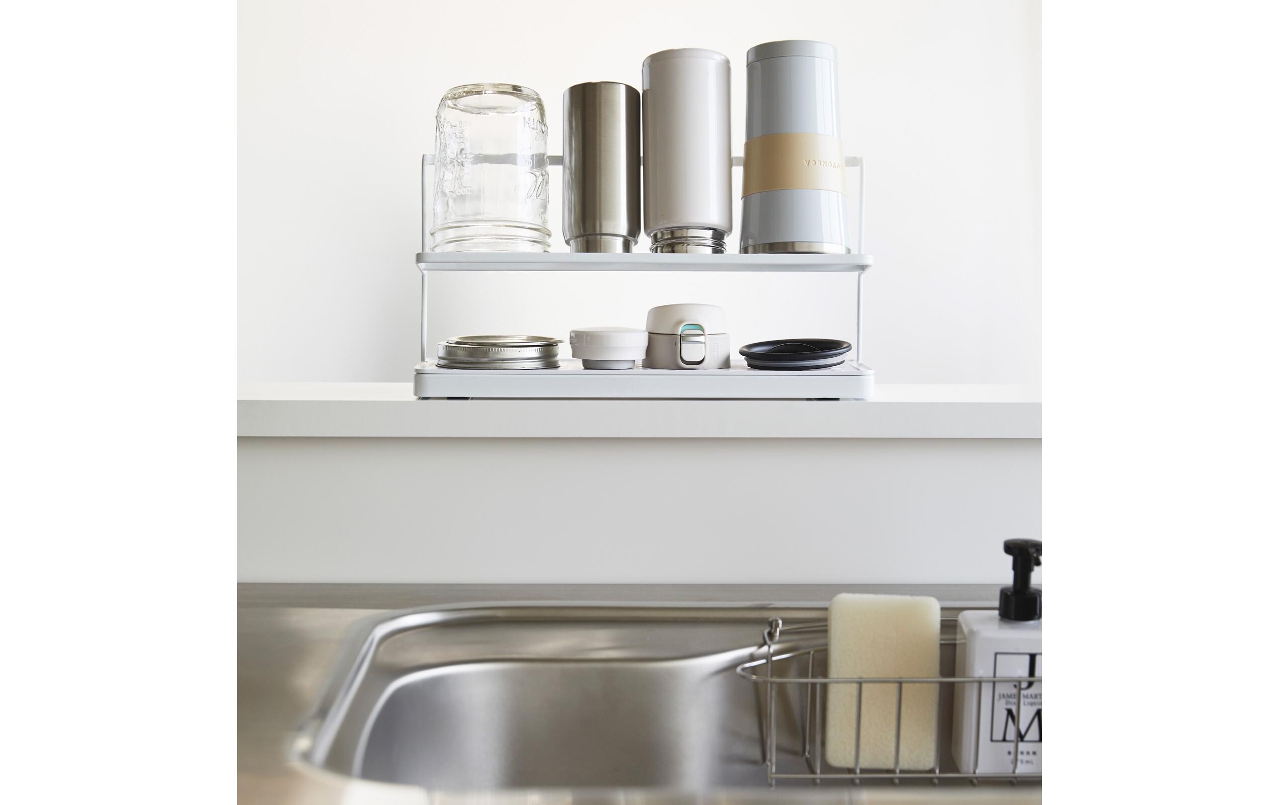 Yamazaki Abtropfgestell für Trinkflaschen Tower Weiss