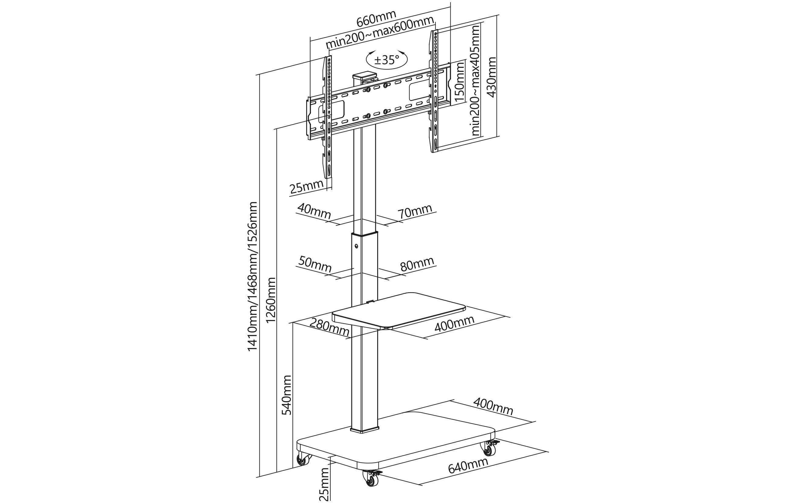 My Wall TV-Trolley My Wall HP 108 Schwarz