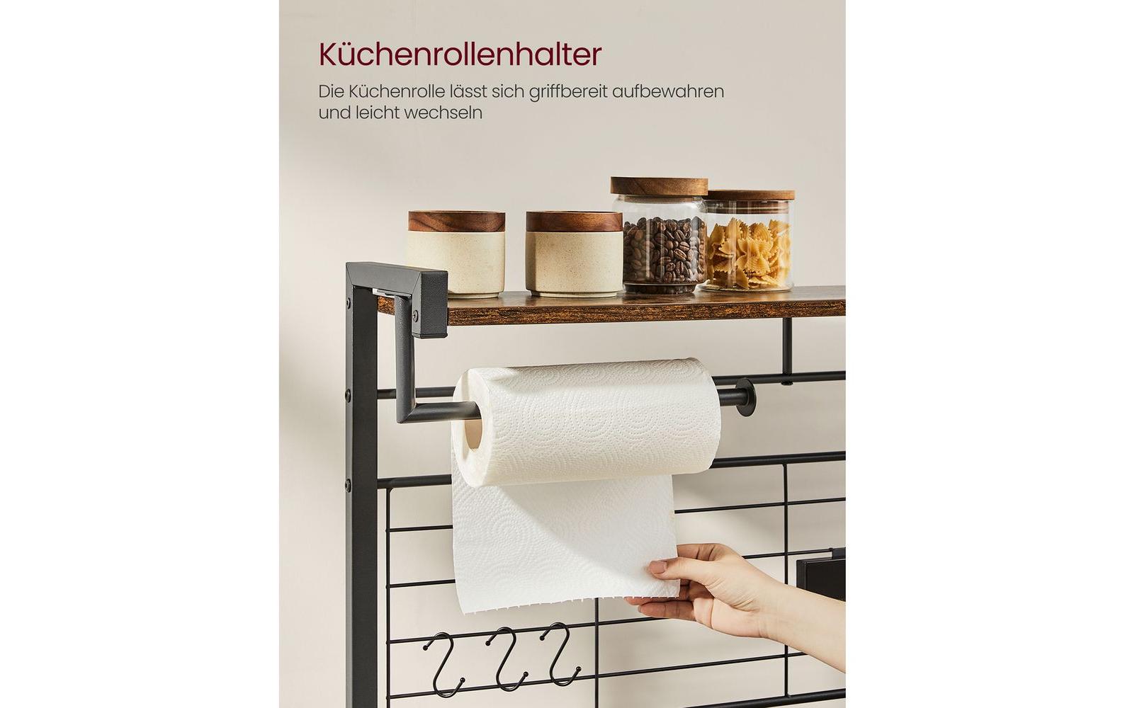 VASAGLE Küchenregal 90 cm x 167.3 cm, Braun/Schwarz