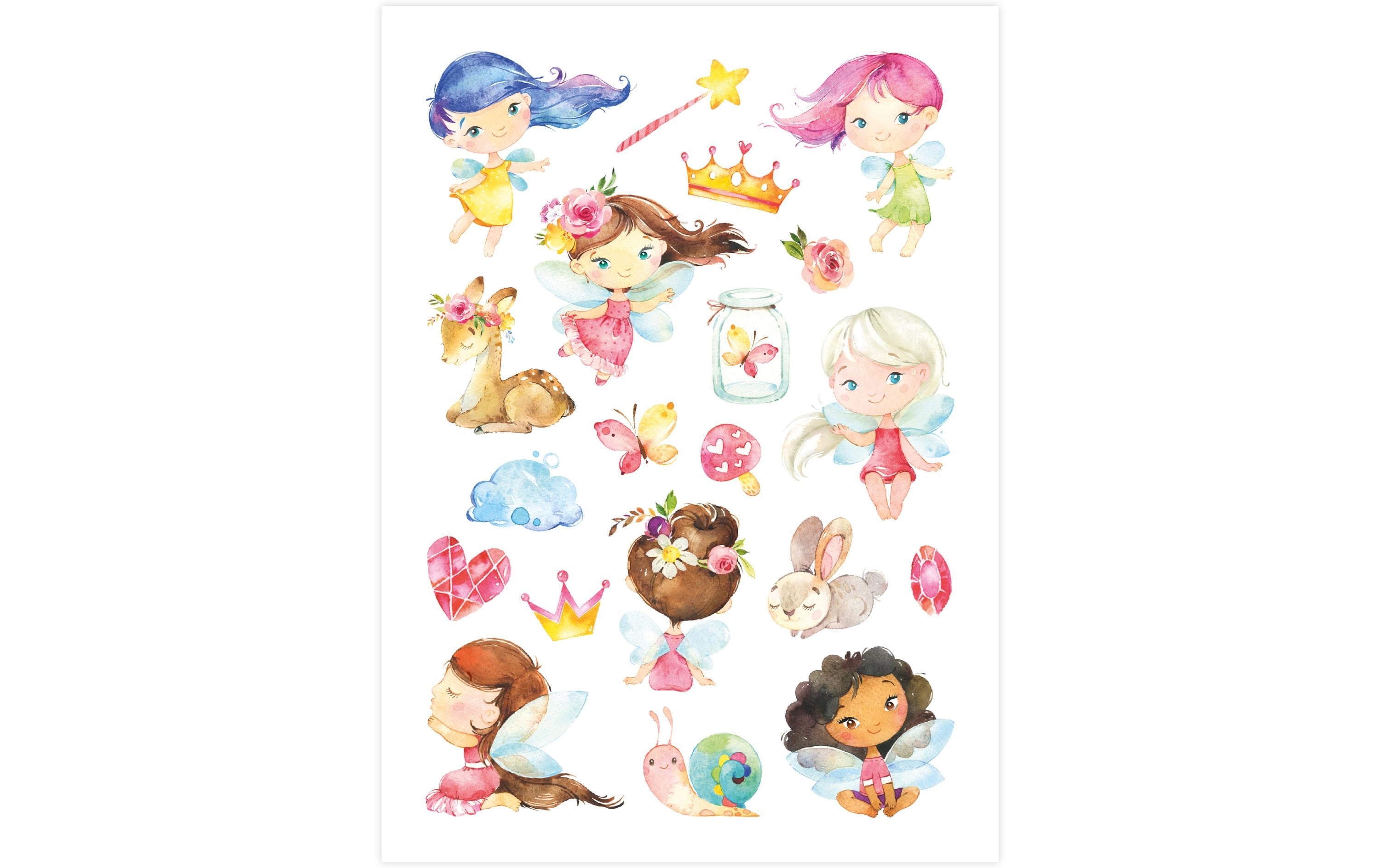 Papierdrachen Tattoo Set Feen und Trolle