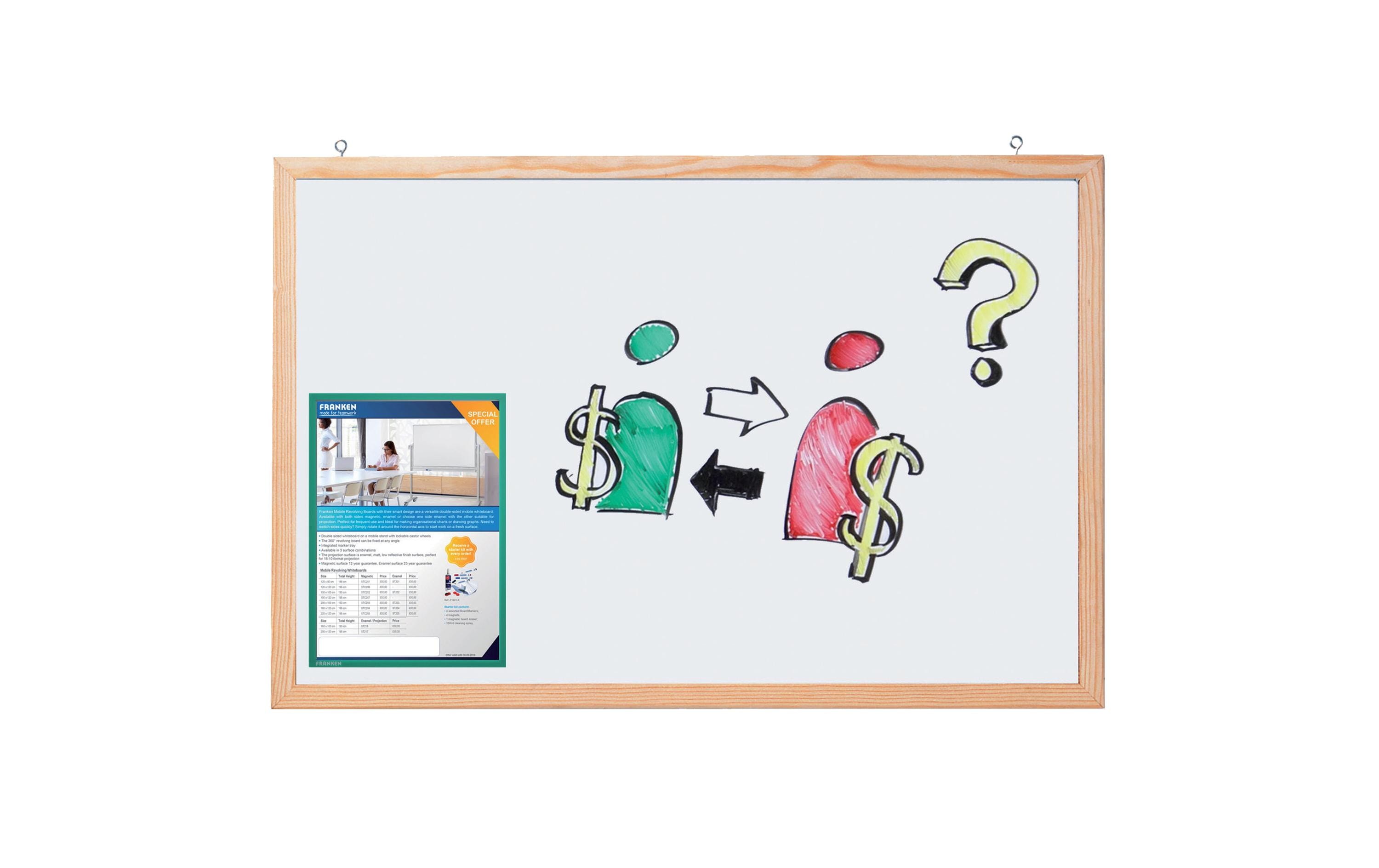 Franken Magnettafel Memoboard 60 cm x 100 cm, Weiss