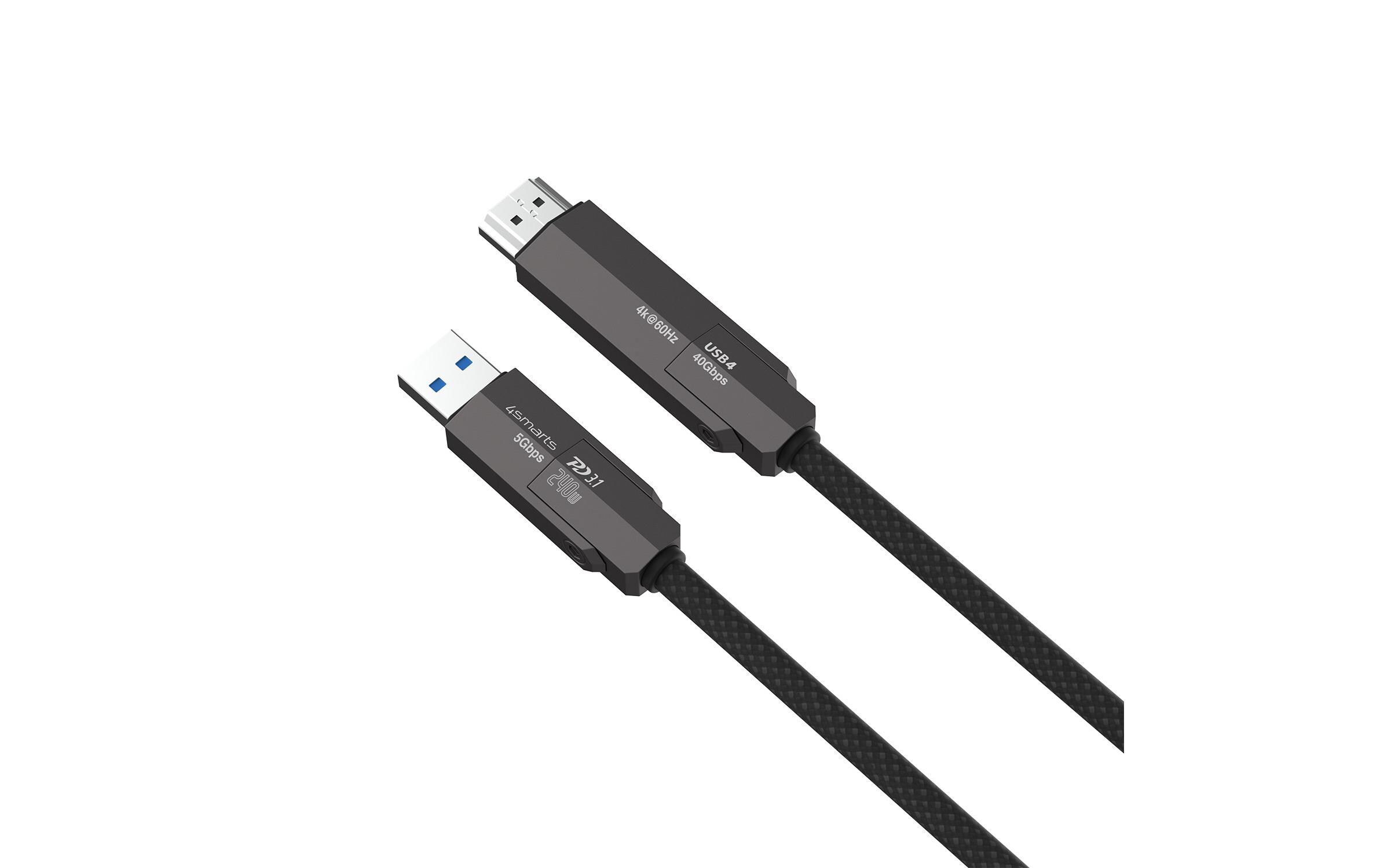 4smarts Kabel ComboCord 4K 240 W USB Type-A/USB Type-C - HDMI, 1.5 m