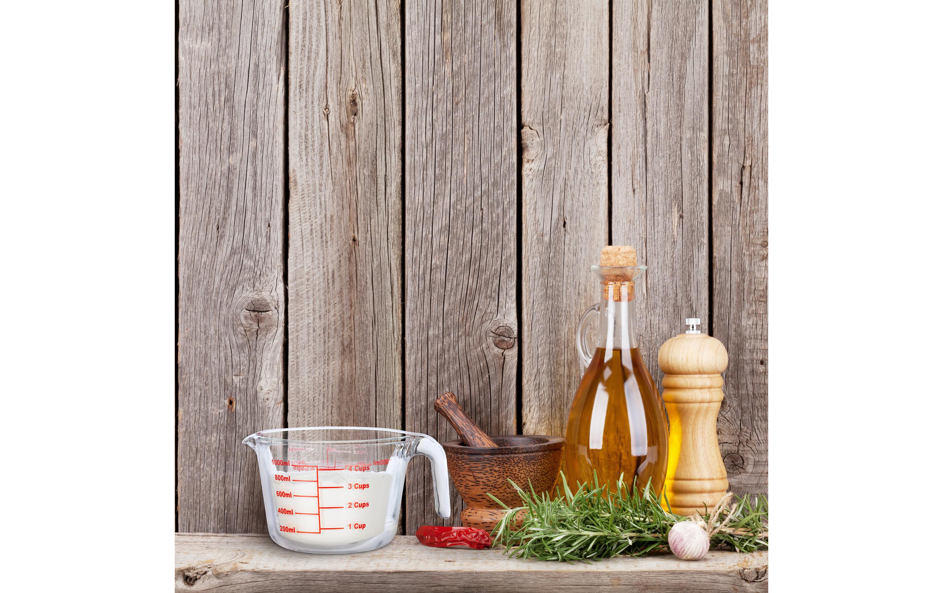 relaxdays Messbecher 1 L, Rot/Transparent