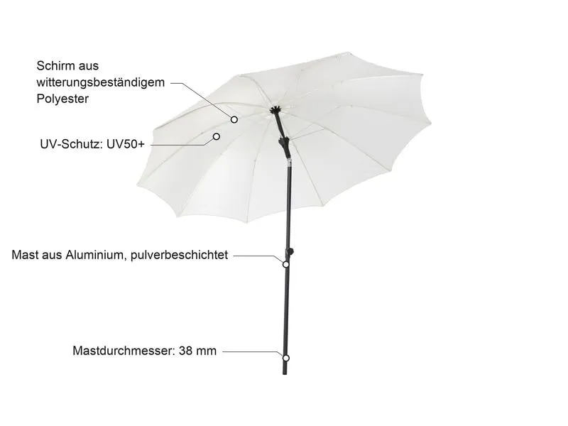 COCON Sonnenschirm TR-004, Ø 270 cm, Push-up, Nature COCON Sonnenschirm TR-004, Ø 270 cm, Push-up, Nature