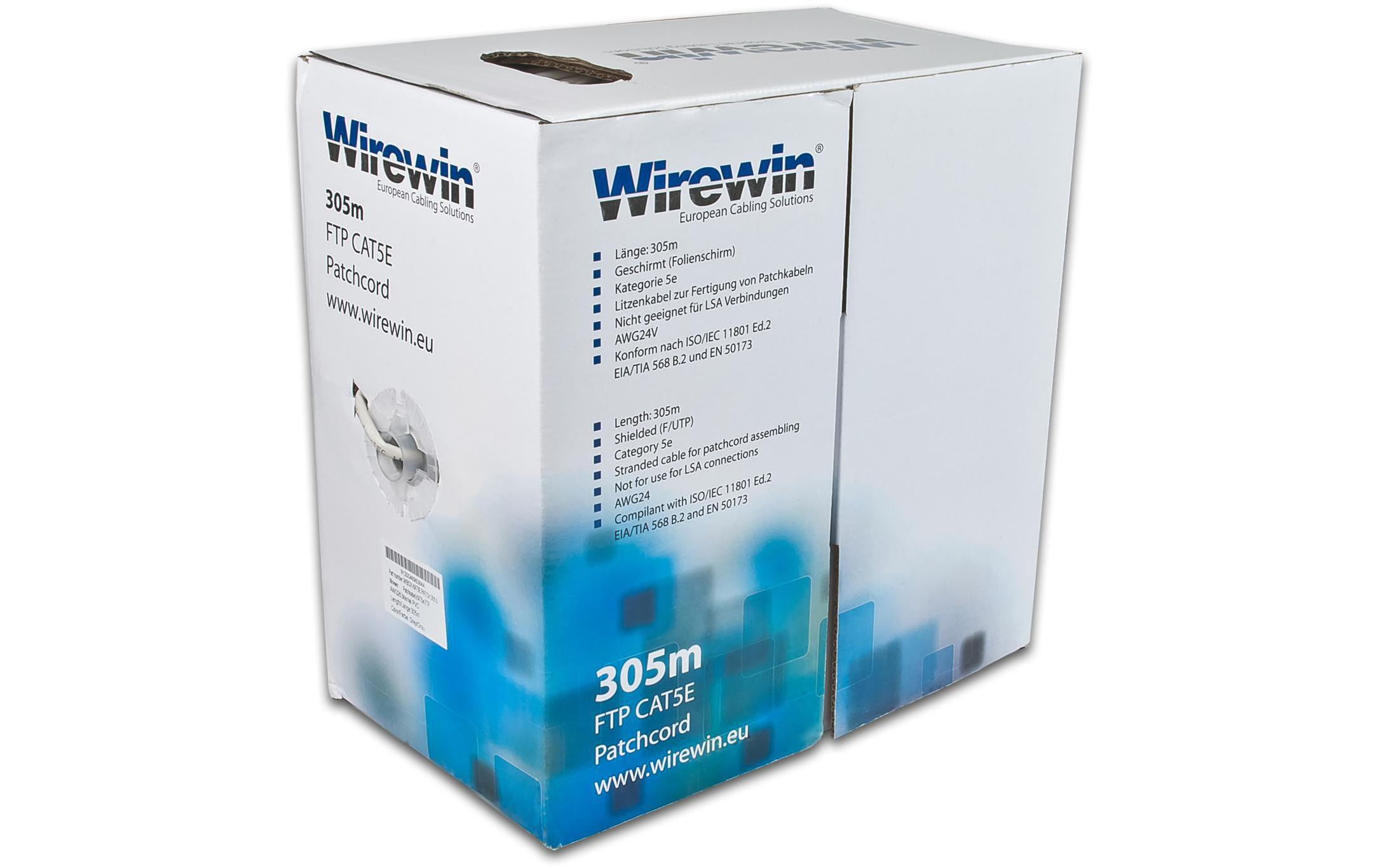 Wirewin Rangierkabel VKBOX KAT5E PATCH Cat 5e, F/UTP, 305 m, Grau Wirewin Rangierkabel VKBOX KAT5E PATCH Cat 5e, F/UTP, 305 m, Grau