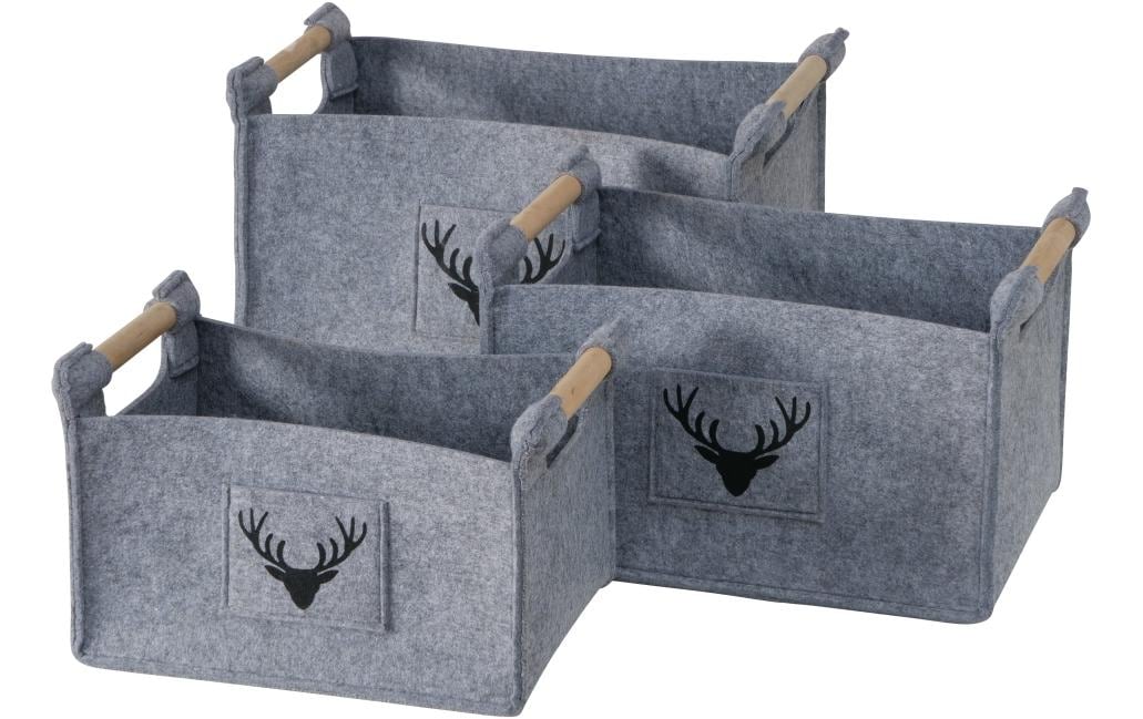 Boltze Aufbewahrungskorb Karly 3er Set, Grau