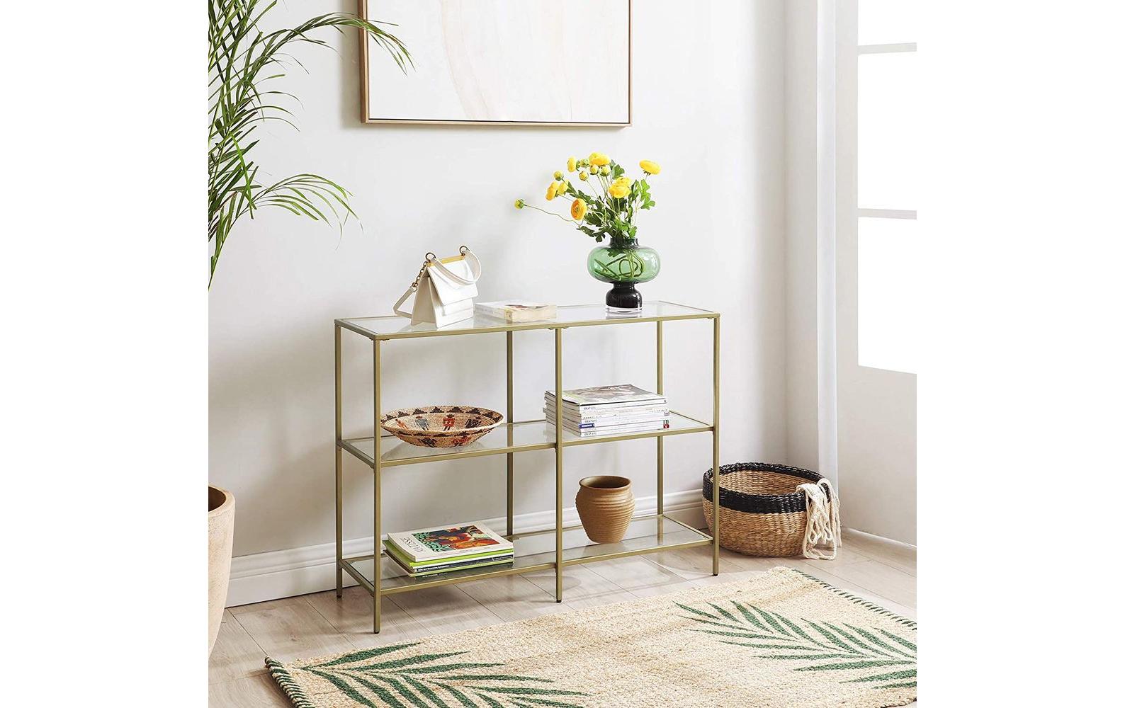 VASAGLE Konsolentisch 100 x 30 x 73 cm, Gold