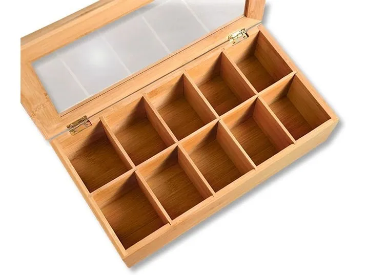 Kesper Teebeutel-Box Bambusholz Kunststoff Braun 10 Fächer