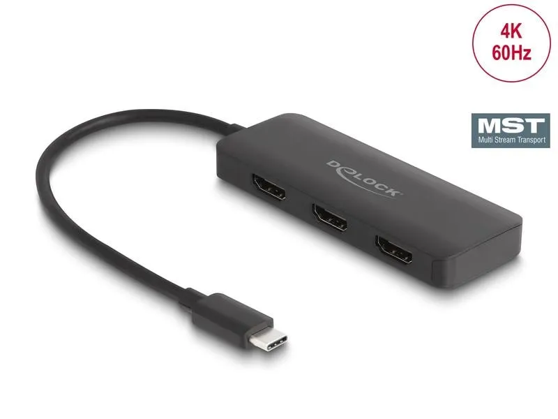 Delock 3-Port Signalsplitter 4K 30 Hz, USB-C - 3x HDMI