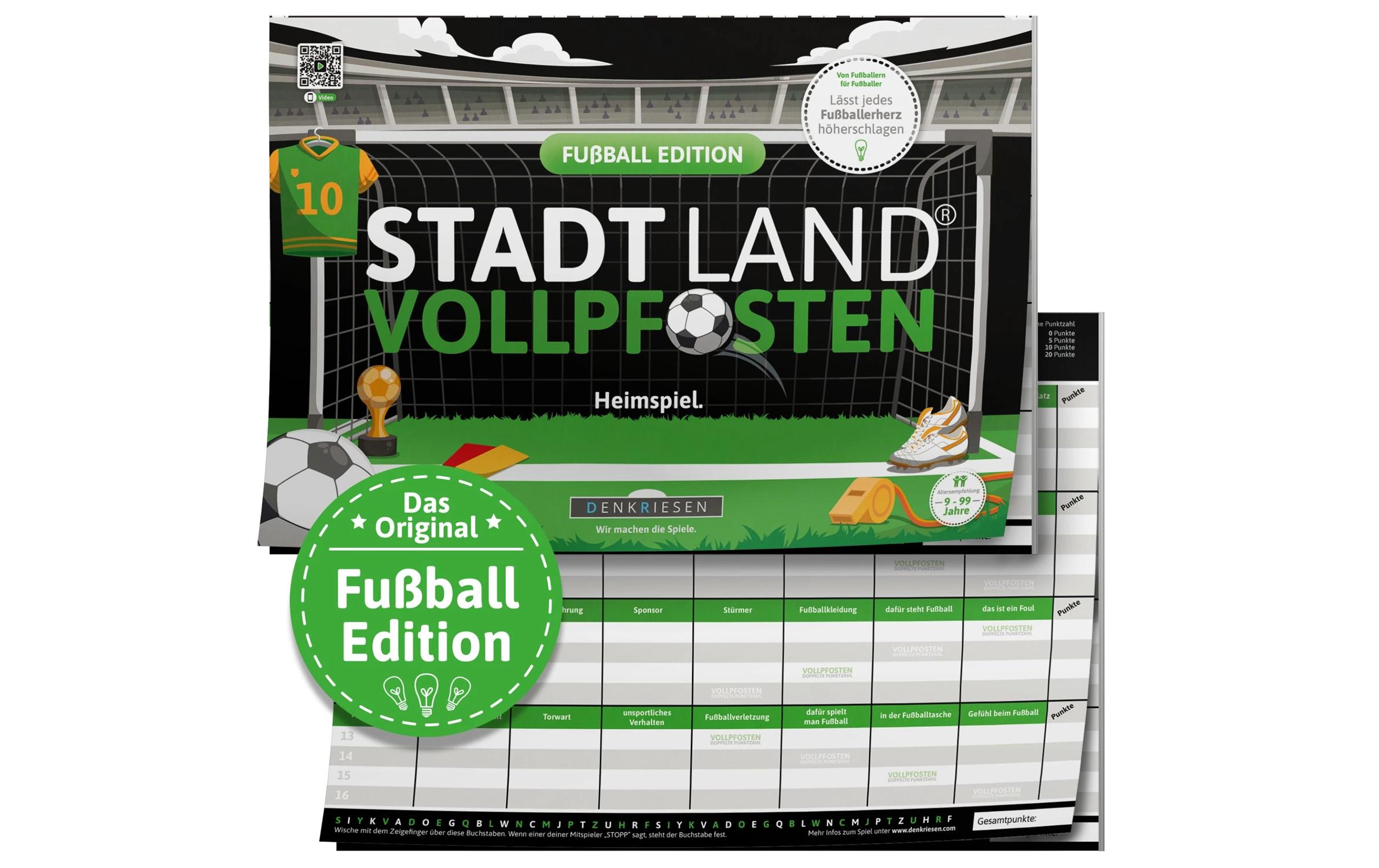 Denkriesen Stadt Land Vollpfosten A4 Block Fussball Edition -DE-