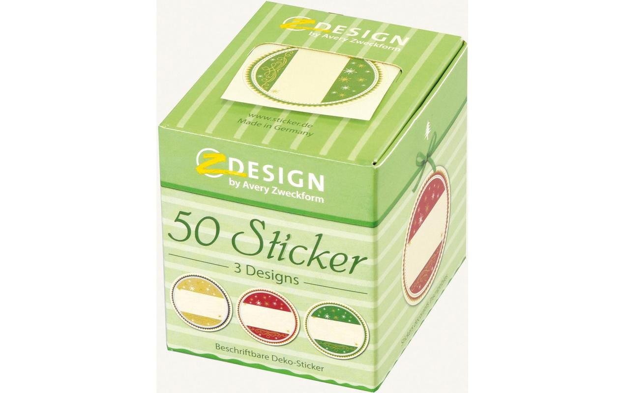 Z-Design Sticker auf Rolle Geschenk 50 Stück Grün/Rot/Weiss