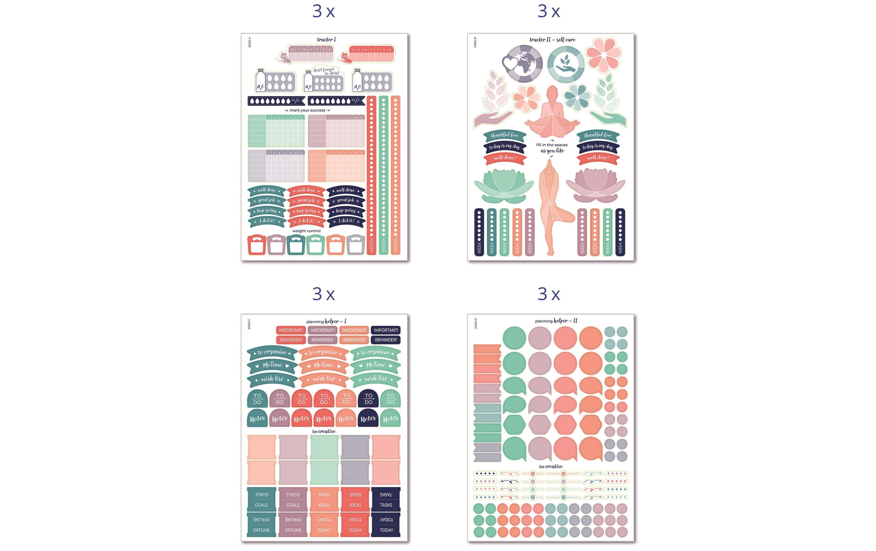 Z-Design Motivsticker Planner Tracker & Orga 12 Blatt, 690 Sticker