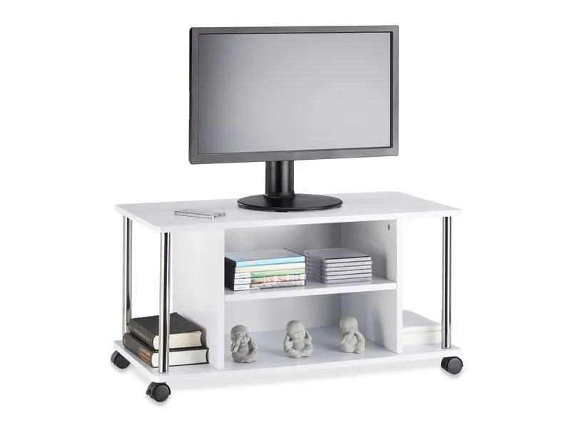 relaxdays TV-Möbel mit Rollen, 80 x 40 cm, Weiss relaxdays TV-Möbel mit Rollen, 80 x 40 cm, Weiss