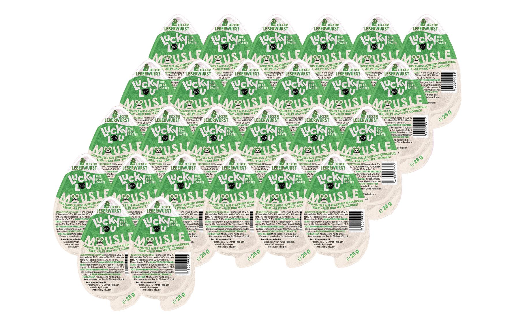 Lucky Lou Katzen-Nahrungsergänzung Mäusle Leberwurst, 26 x 28 g