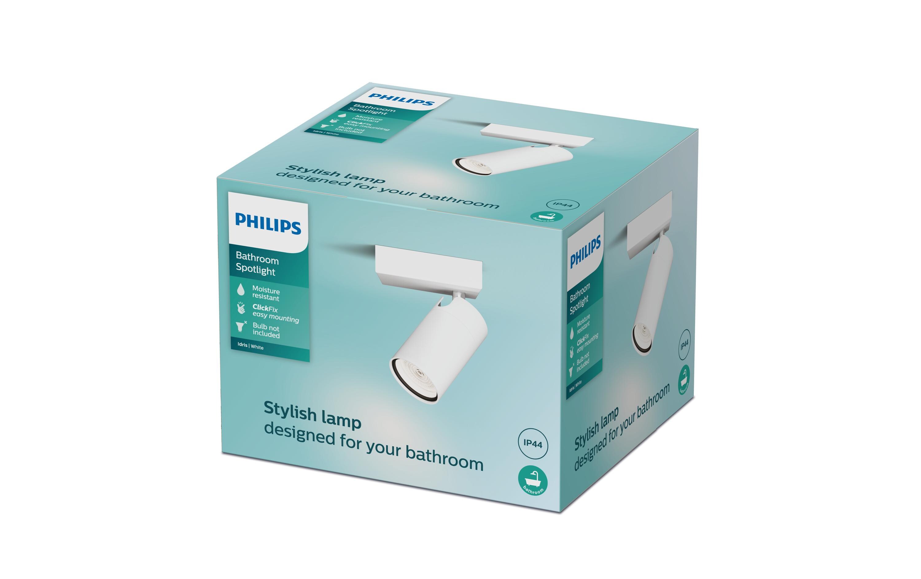 Philips Aufbauspot Idris GU10, IP44 Weiss, ohne Leuchtmittel