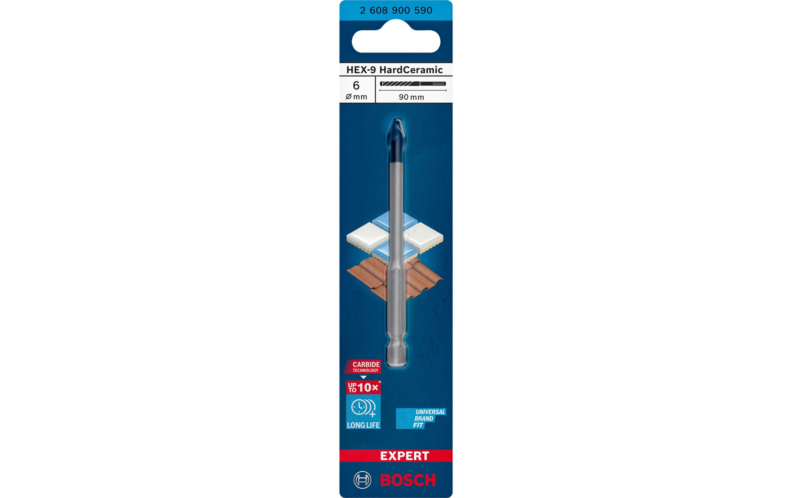 Bosch Professional Bohrer Expert HEX-9 HardCeramic, 6 x 90 mm
