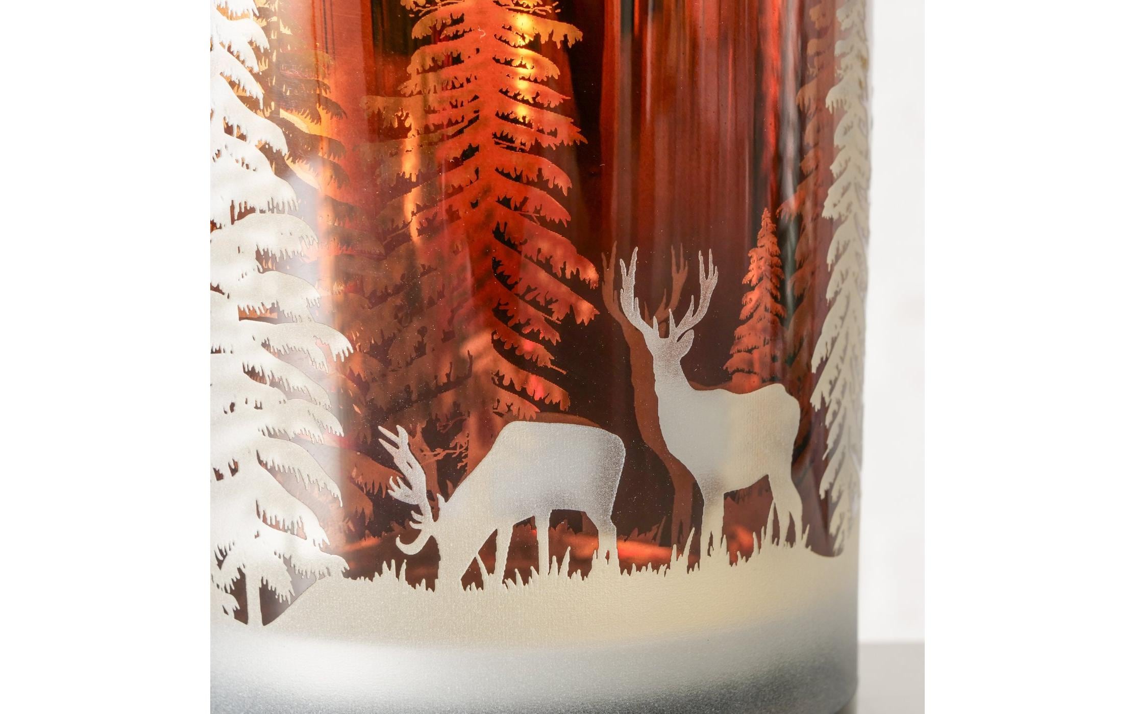 Boltze Weihnachtswindlicht Lorel Glas, 12.5 x 10 cm