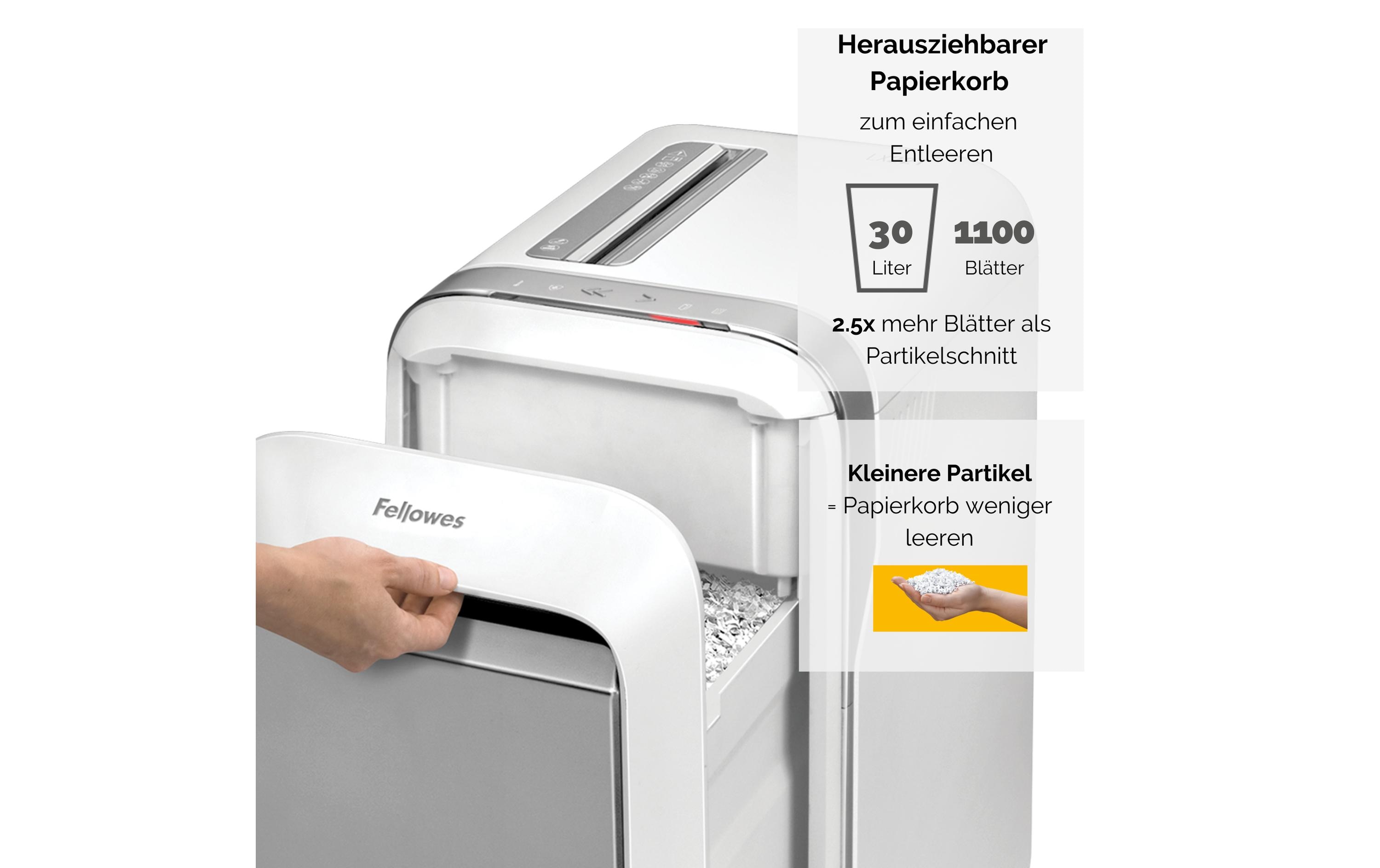 Fellowes Aktenvernichter LX221 P-5, 20 Seiten, Weiss