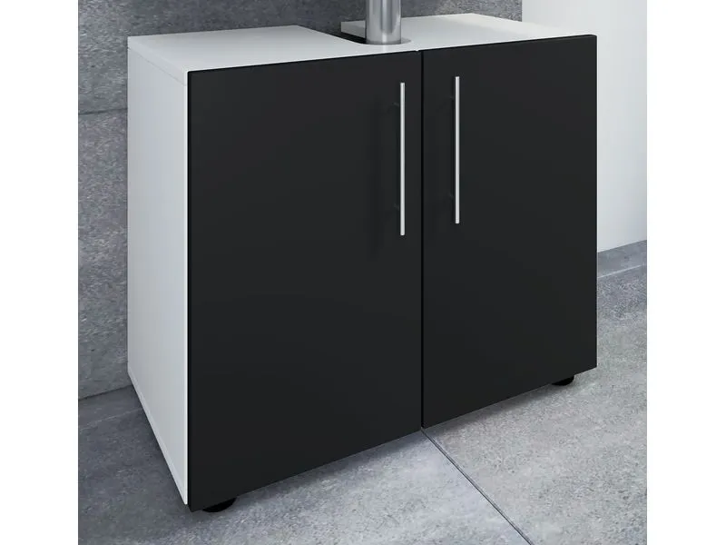 VCM Waschbeckenunterschrank Flandu II 60 x 51 cm, Weiss/Schwarz